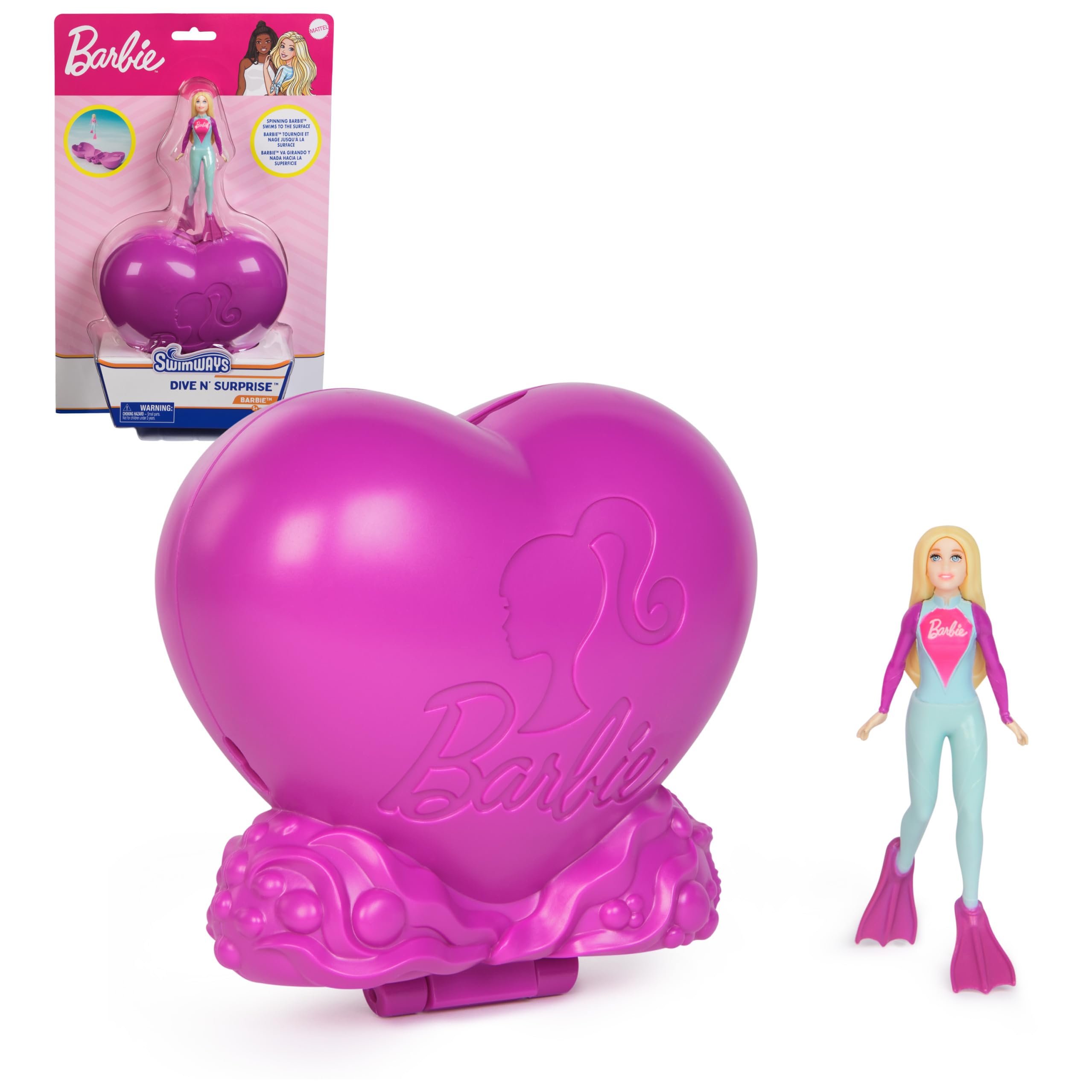 SwimWays Barbie Dive N Surprise, Swimming Pool Accessories & Kids Pool Toys, Pool Party Supplies & Water Toys for Kids Aged 5 & Up