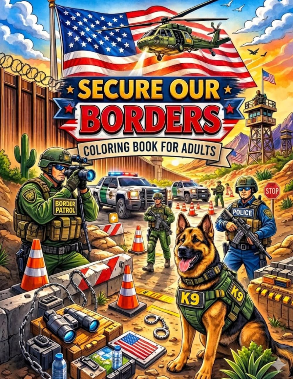 Secure Our Borders: An Adult Coloring Book of Border Patrol Missions, Tactical Operations, and Security Forces