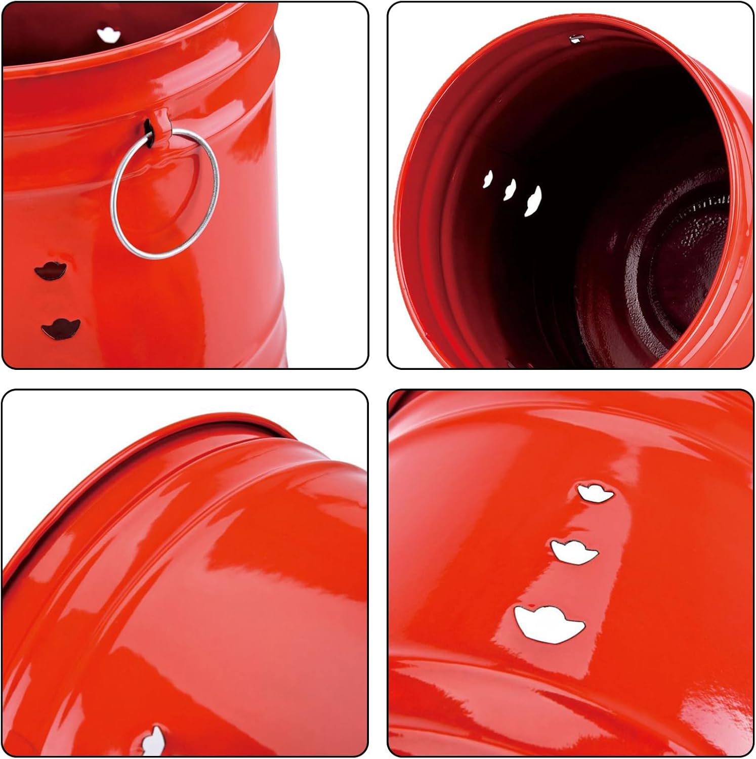 Burn Can for Paper with Lid, Bowl Burner with Handle, Incinerator Burn Fire Barrels for Outside Burning Trash, Burner Bucket Fireproof Container for Garden Patio Beach Porch