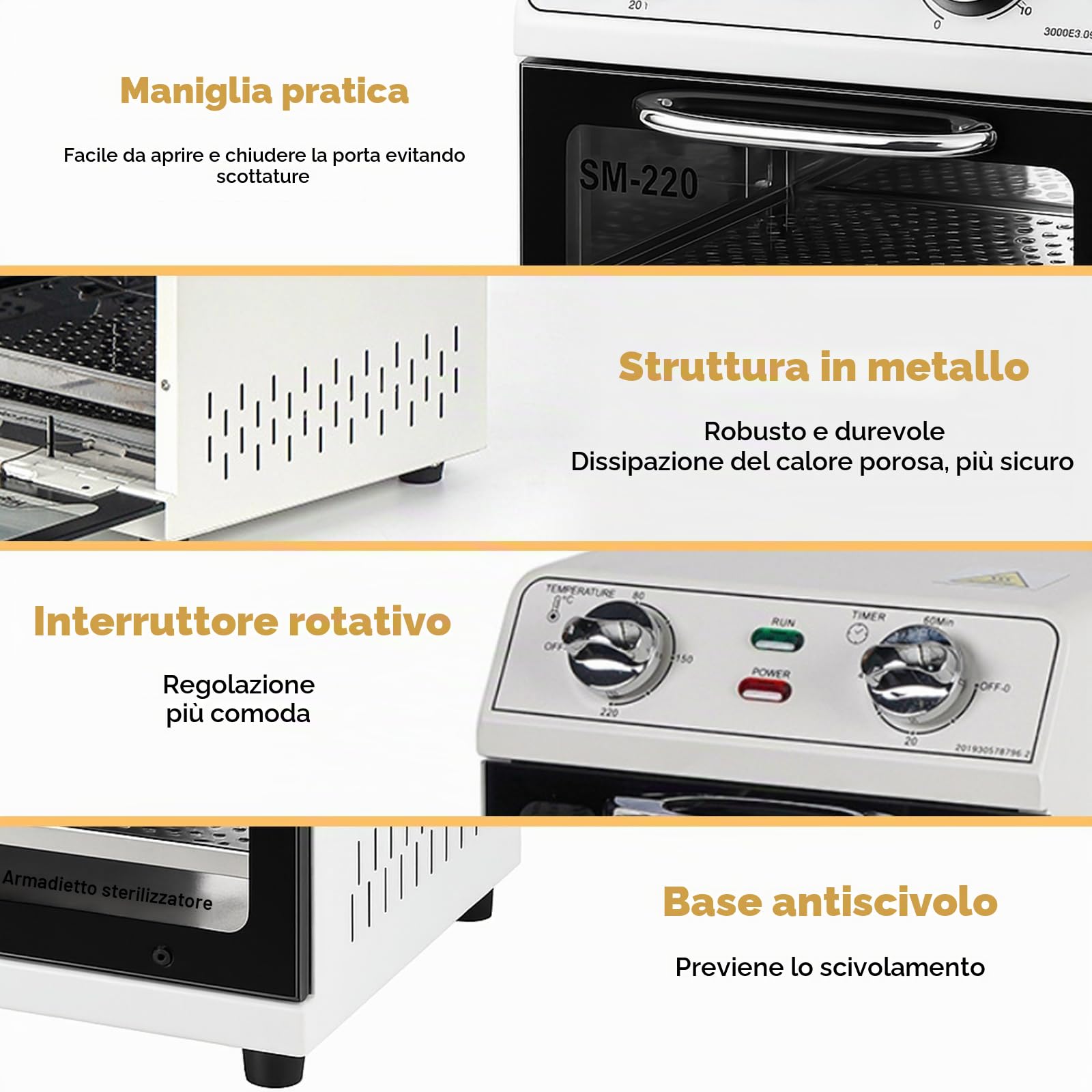 Sterilizzatore ad alta temperatura,sterilizzatore ad alta temperatura a calore secco di grande capacità,sterilizzatore estetica con controllo della temperatura e timer,adatto per strumenti per capelli