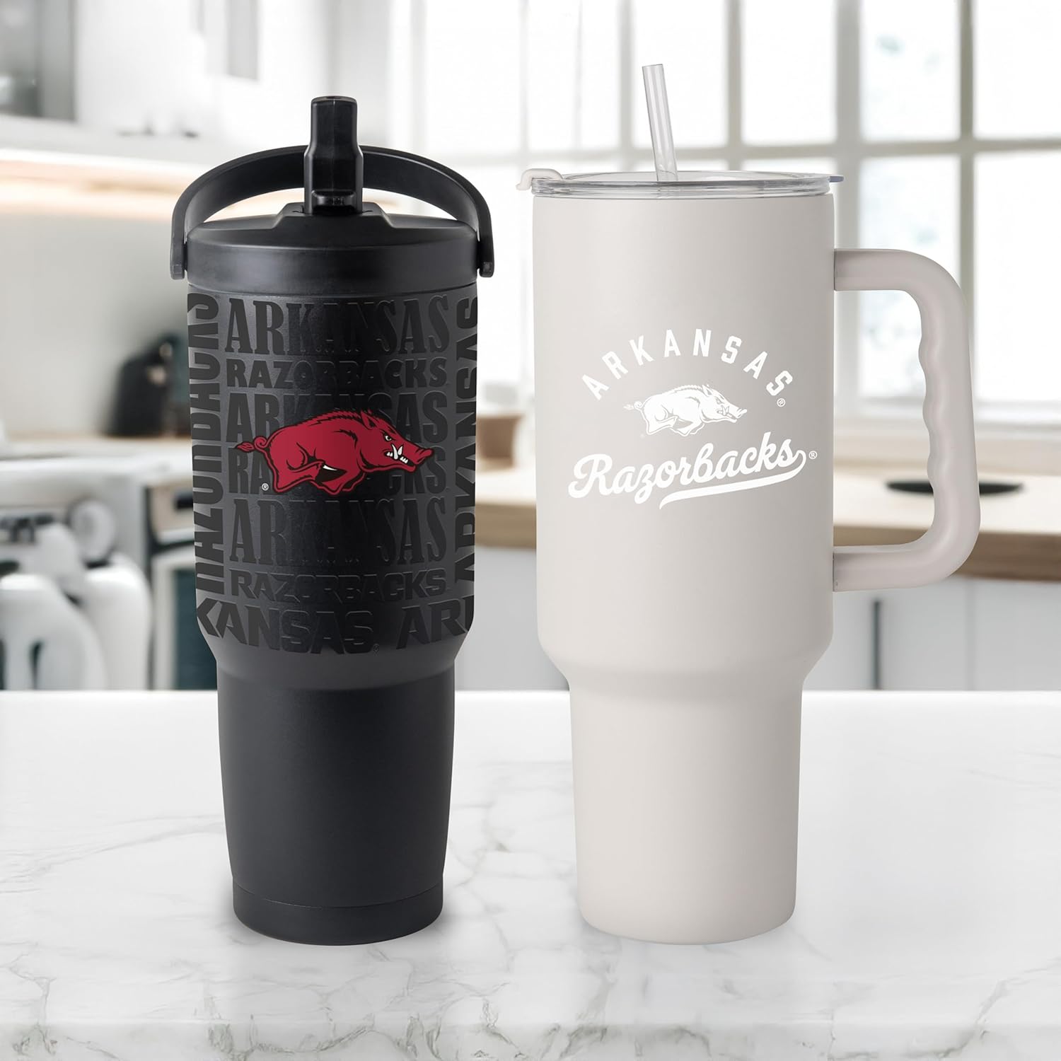 FANMATS NCAA Arkansas Razorbacks Stainless Steel Tumbler Set — 30 and 40 oz Capacity | Powder-Coat Finish | Tonal Fashion Color