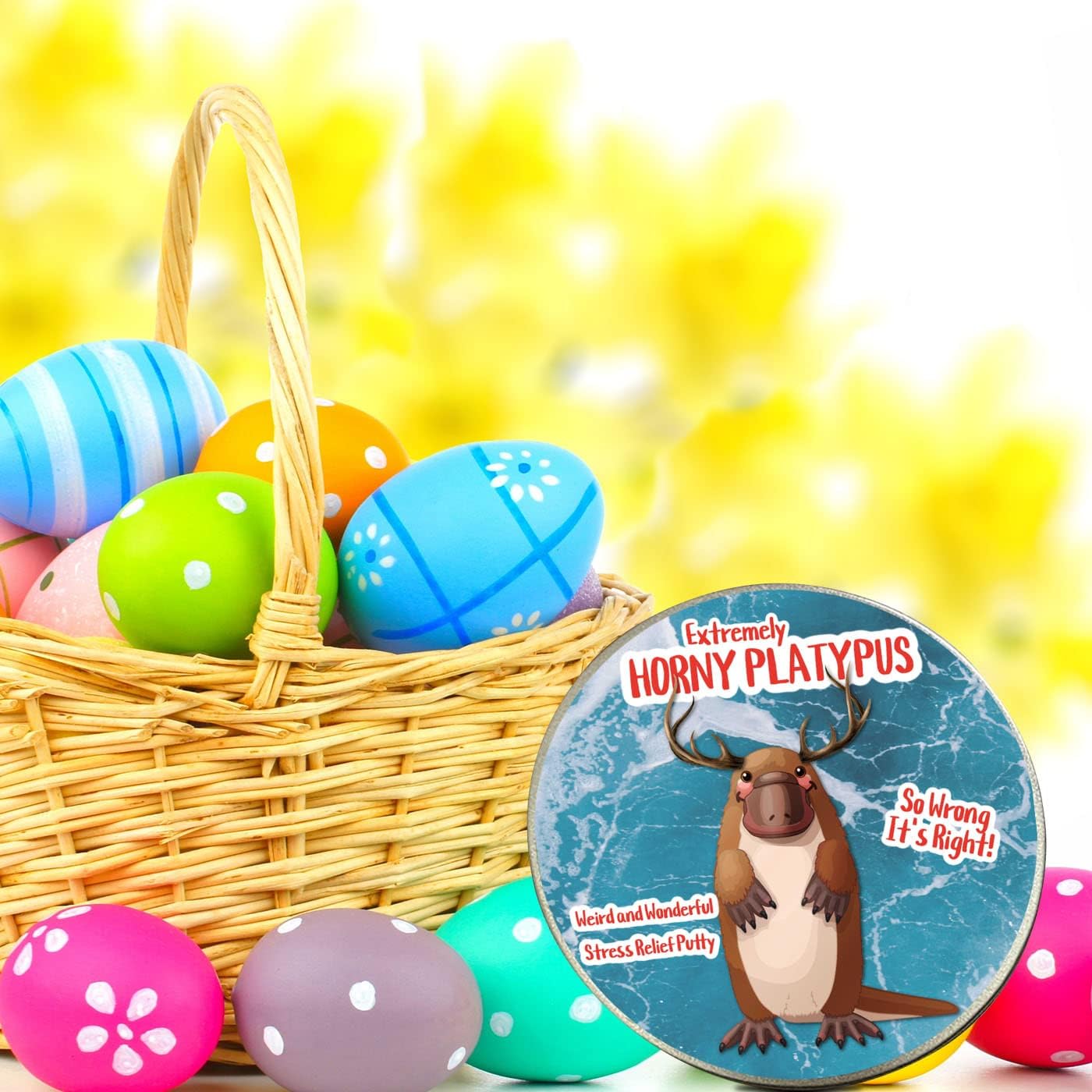 Horny Platypus Stress Relief Putty - Weird Adult Fidget Toy for Men and Women - Dirty Santa Gifts for Friends - Funny Platypus Gift for Animal Lovers, Red