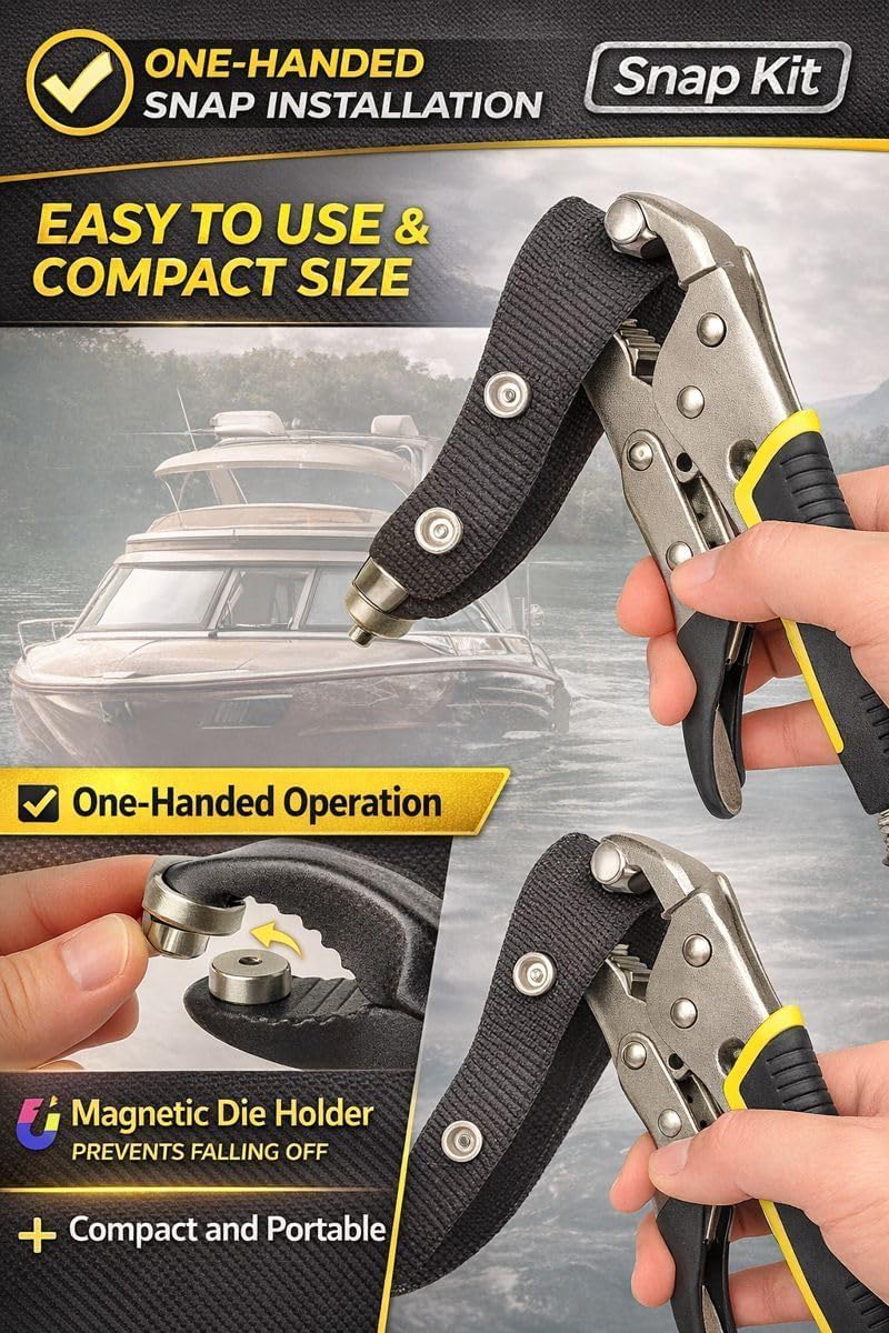 Heavy Duty Snap Fastener Kit – 210PCS Marine Grade Stainless Steel Snap Tool Set for Canvas, Boat Covers, Awnings, Fabric, Tents – Rustproof, Easy Installation, All-in-One Fastener Repair Kit-Red