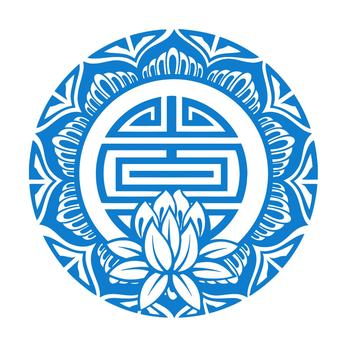 Wall Decals Paster Paper Lotus Mandala Amulet Hinduism Buddhism 54x54cm Art Decoration Large Blue