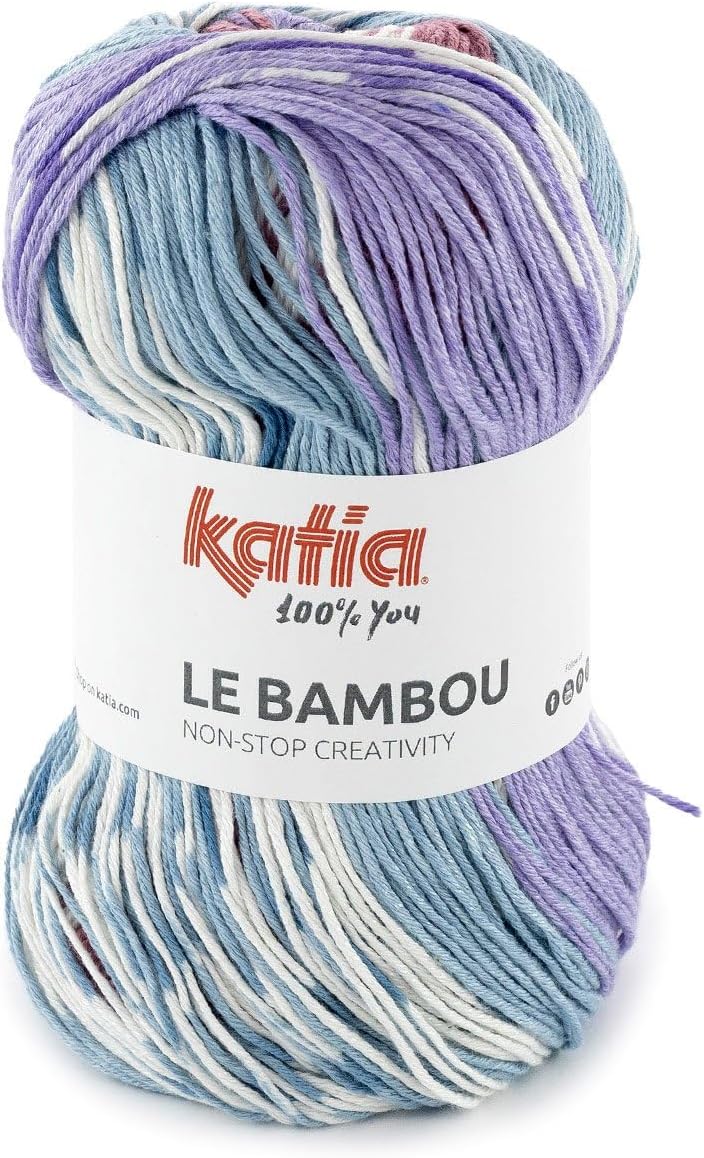 LE BAMBU Katia 100g 120m Balls (Pastel Turquoise-Yellow -Pink-Beige (102))