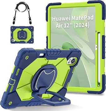 Case for Huawei Matepad Air 12 inch 20252024/MatePad 12X 2025,A Beautifully Designed Shockproof and Drop-Resistant with Shoulder Strap/A Hand Strap/Bracket/Pen Slot. Navy Blue+Green