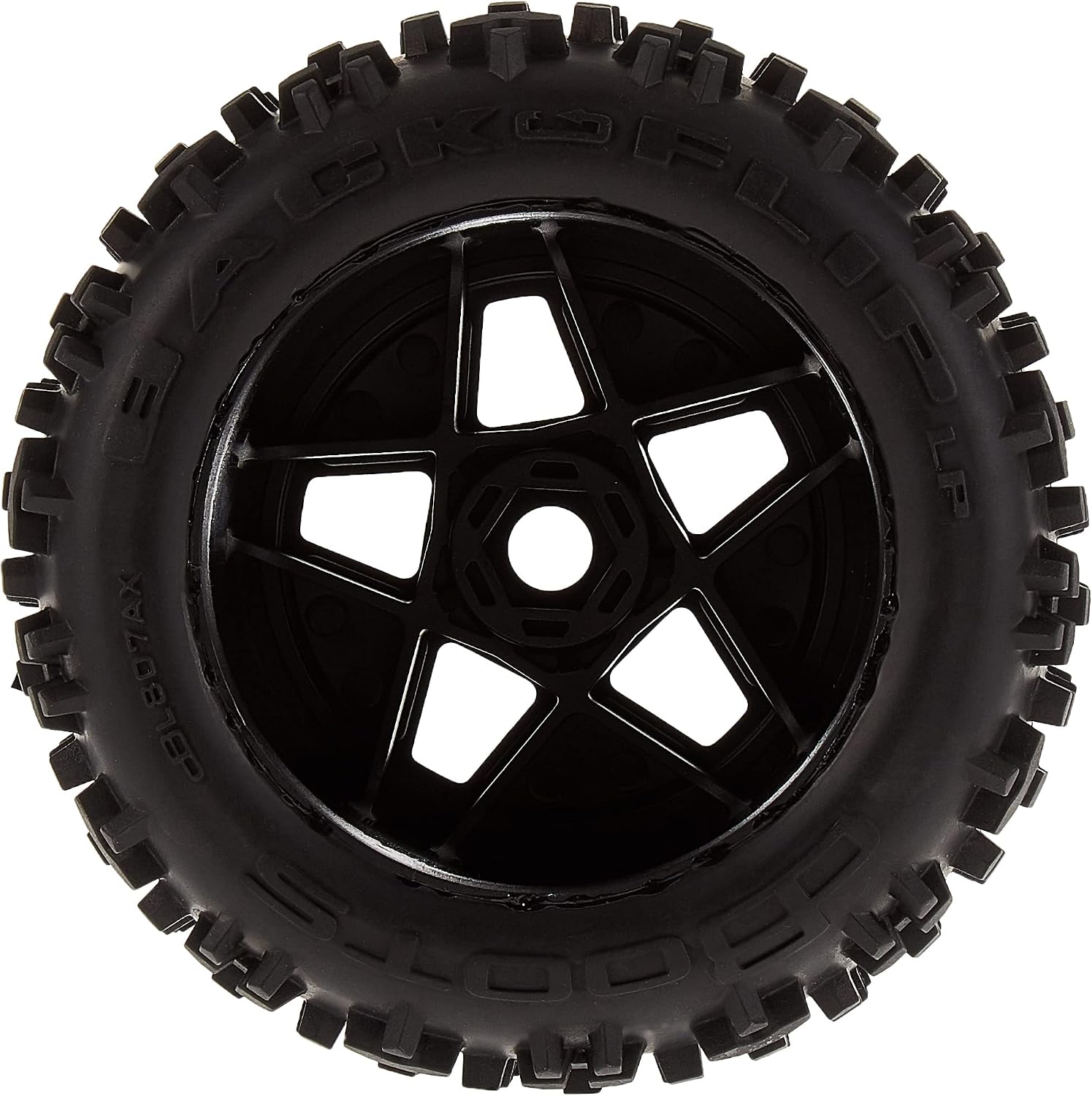 ARRMA Backflip Lp 4S 3.8 Rc Truck Tires with Foam Inserts, Mounted On Multi-Spoke Black Wheels (Set of 2): AR550050
