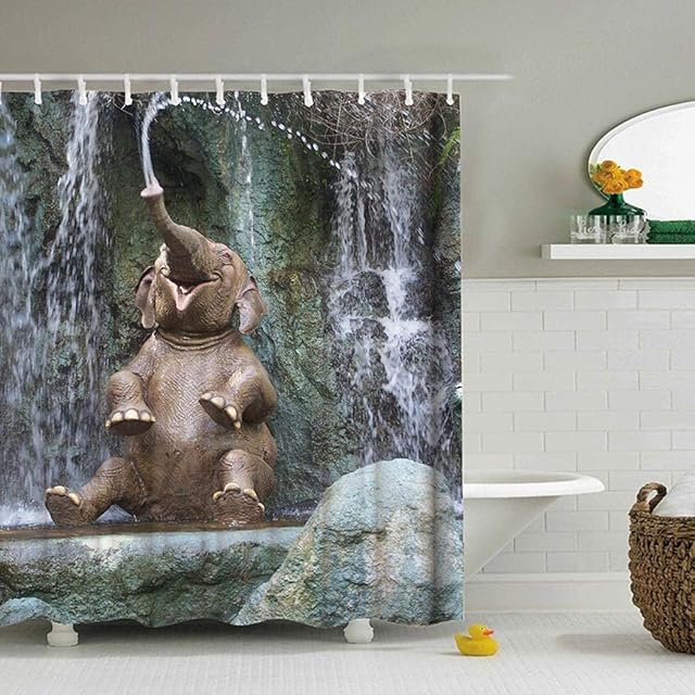 YYW Shower Curtain Pebble 3D Art Printing Bathroom Shower Curtain Polyester Fabric Waterproof Bath Curtains Bathroom Water Repellent Shower Liner (180 x 180 cm)