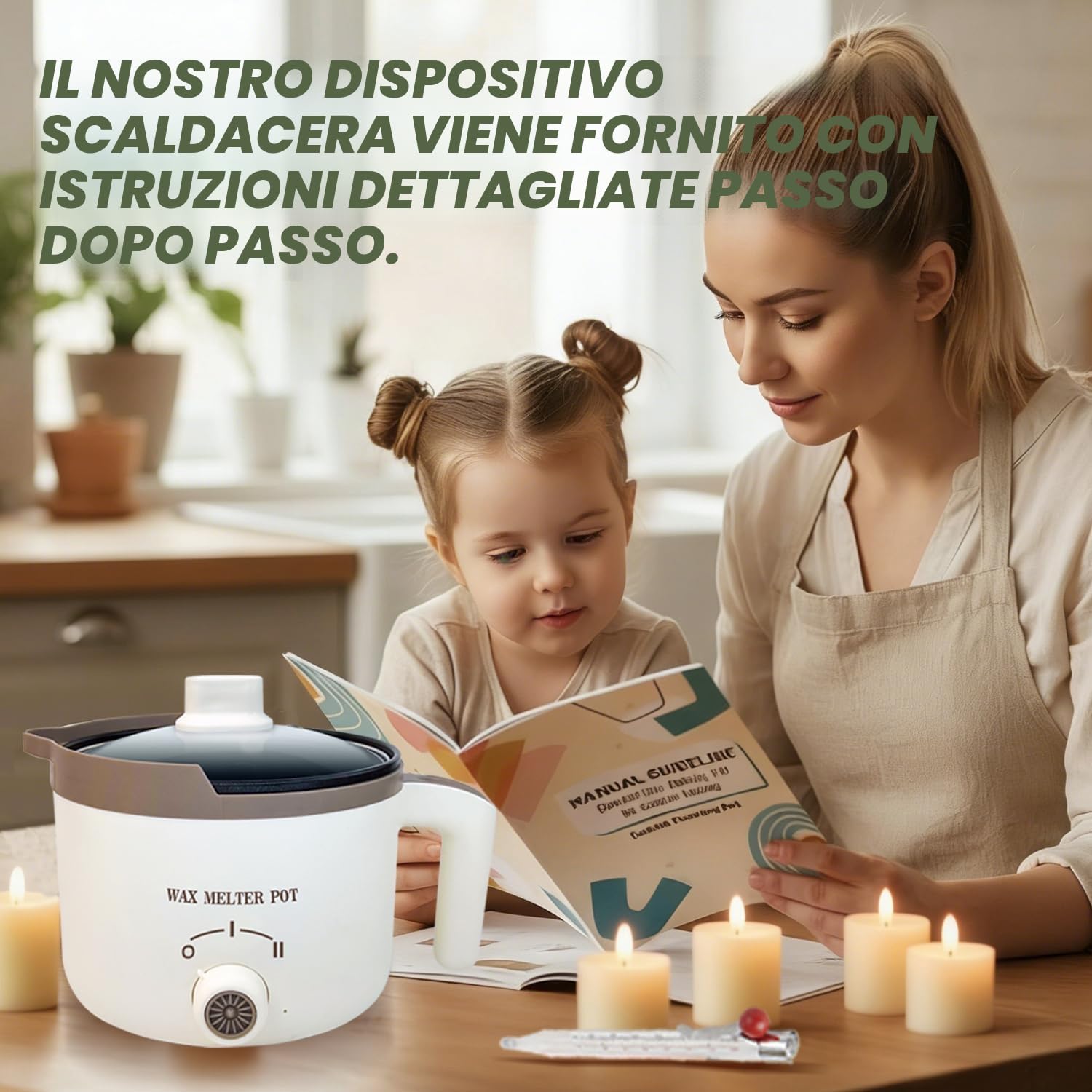 LINGQIAN Sciogli cera elettrico per candele con beccuccio 1.5L(marrone)
