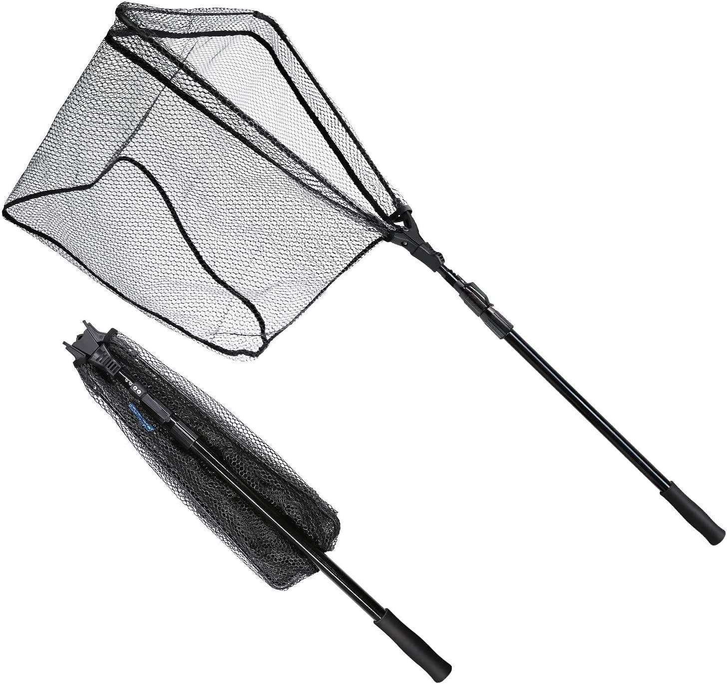 SAN LIKE Kids Fishing Net Telescopic Rubber Coated Landing Nets Extending Long Handle for