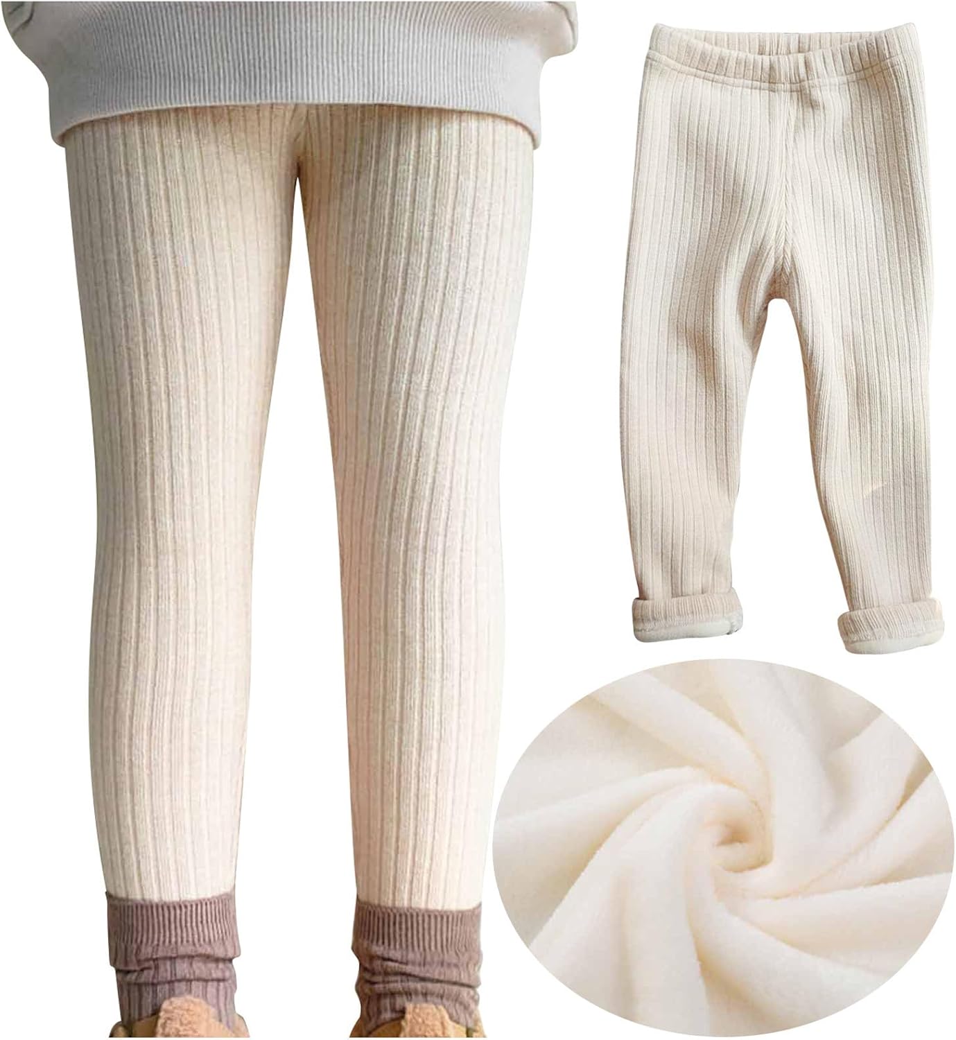 Thermoleggings Für Mädchen - Gefütterte Winterhose Mit Elastischer Taille Kinder Kuschelhose