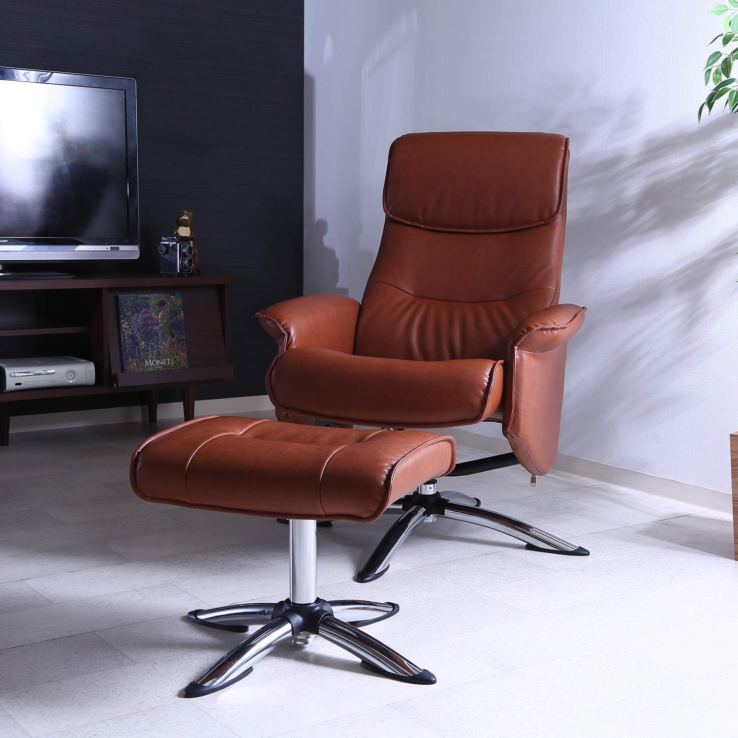 Amazon.co.jp: 不二貿易 パーソナルチェア 座面高47~51cm キャメル