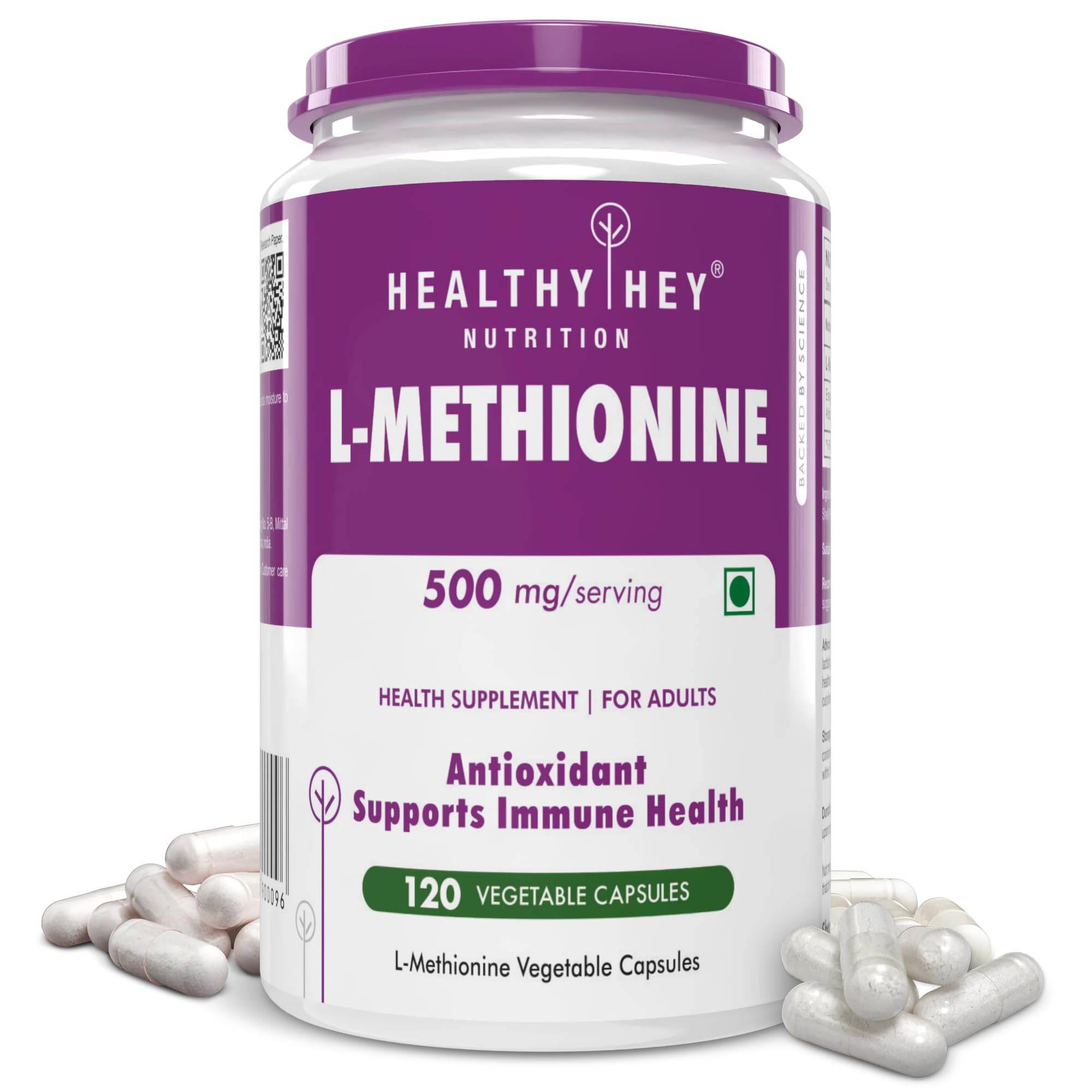 L-Methionine Free Form Pure Crystalline -120 Veg Capsules