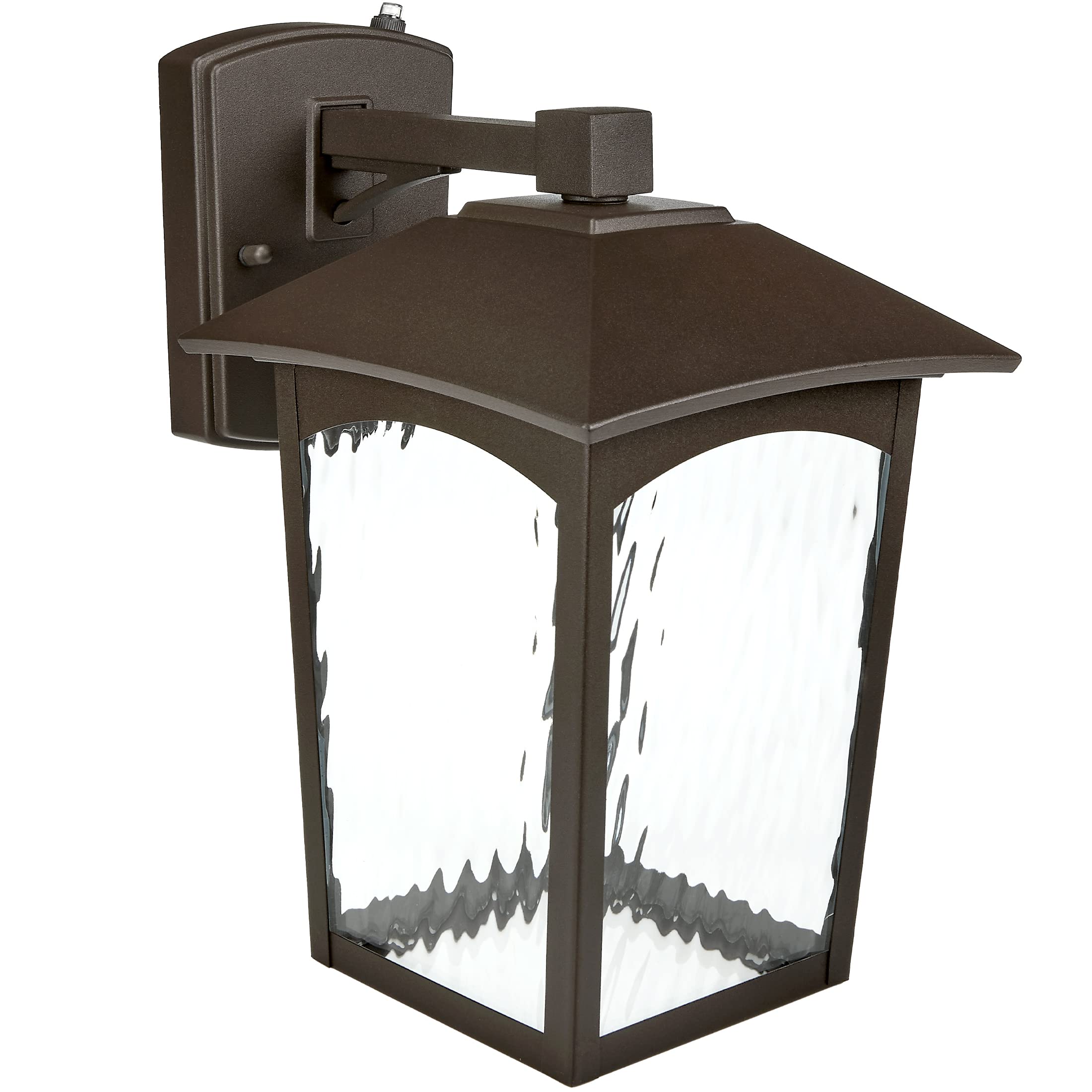 Maxxima LED Outdoor Wall Light, Bronze w/Water Glass, Photocell