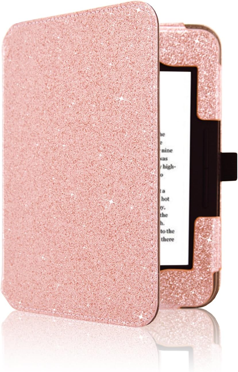 ACdream Nook GlowLight 3 Case, Folio Premium Leather Ereader Cover Case for Barnes & Noble Nook GlowLight 3 (2017 Release), (Rose Gold Star of Paris)
