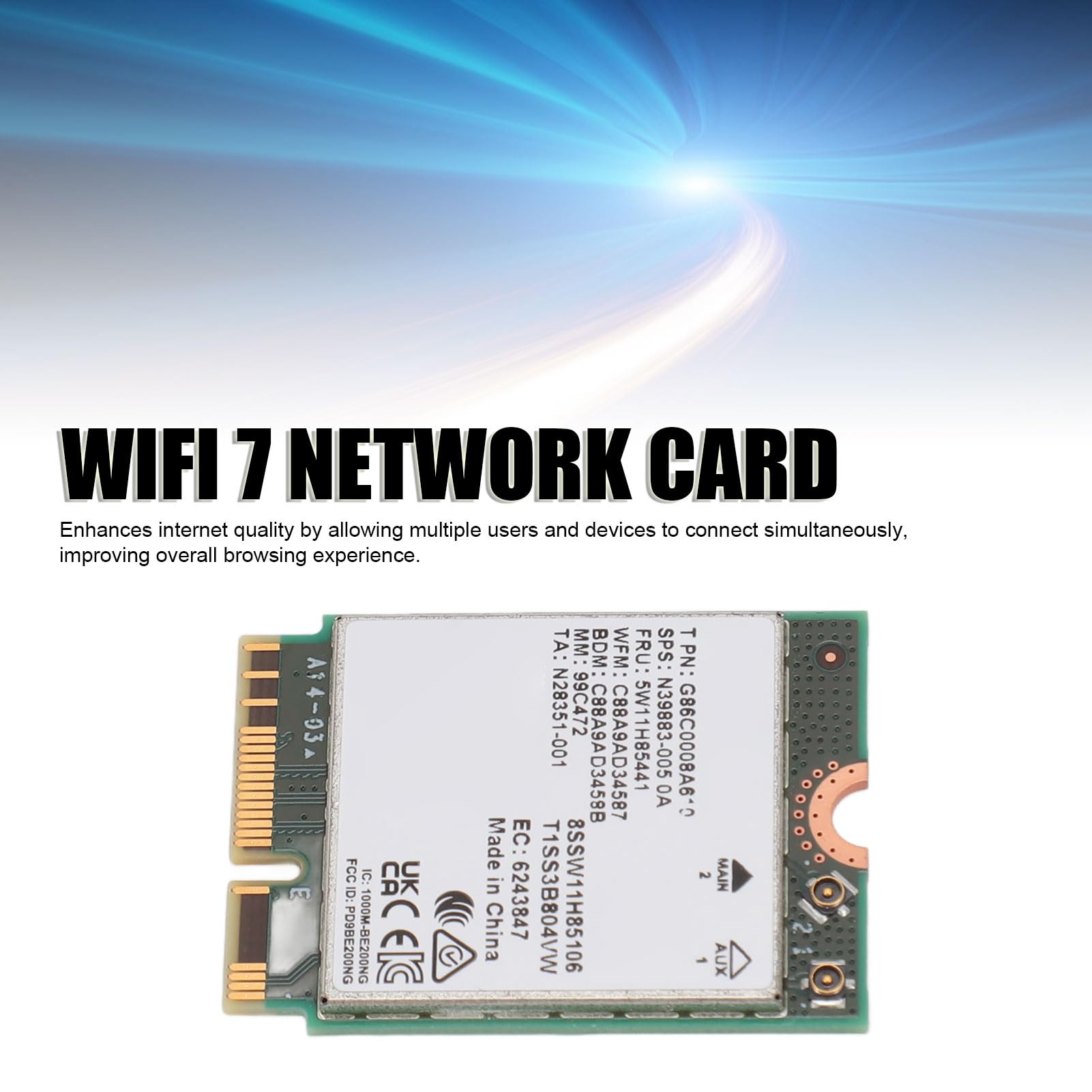 Scheda Wireless WiFi 7 BE200 NGW per PC M.2 NGFF 8774Mbps Bluetooth 5.4 per Portatile e Desktop, scheda di rete ad alta velocità per Windows 10 11 64 Bit