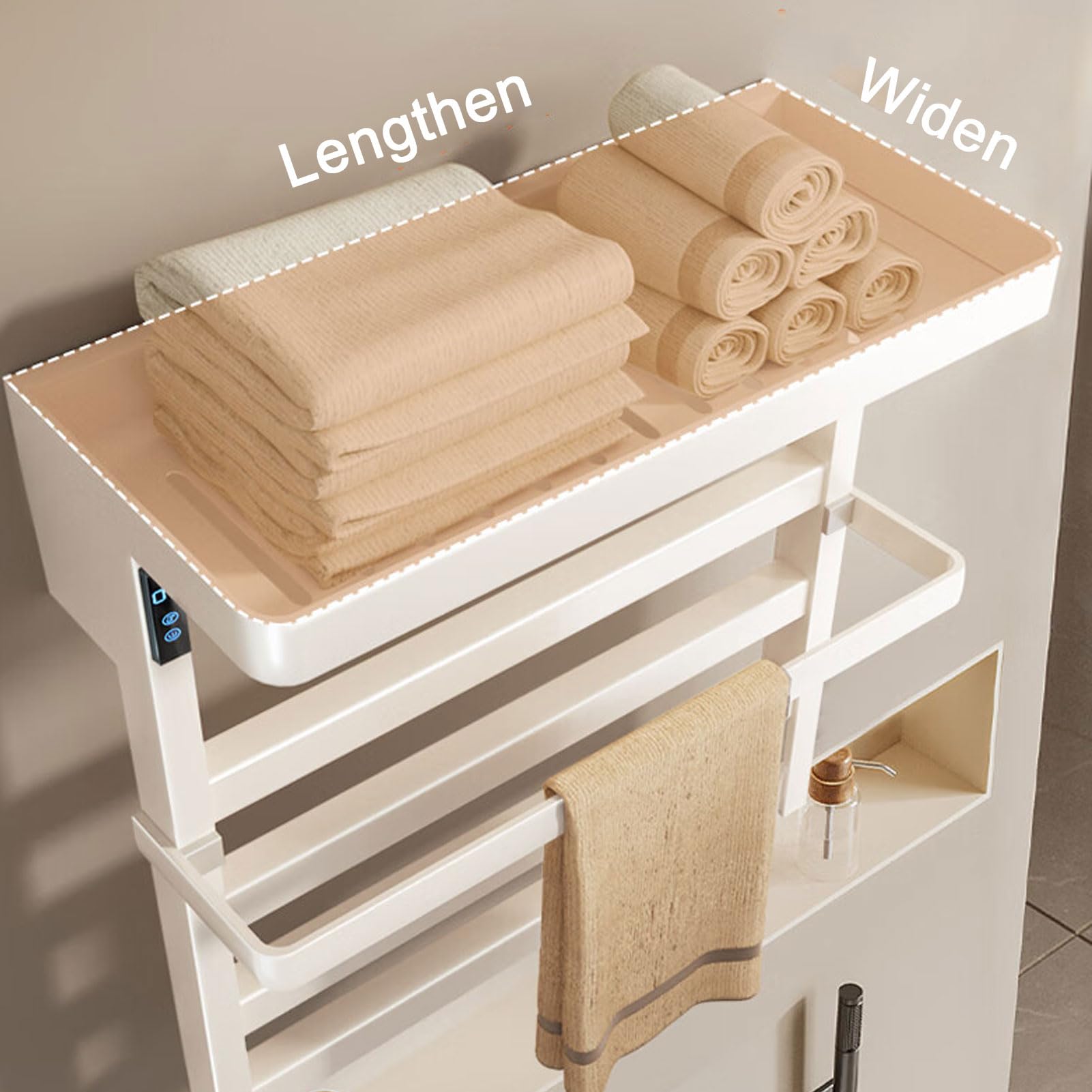 Portasciugamani elettrico riscaldato, scaldasalviette impermeabile con timer e temperatura costante, ideale per bagno, hotel, saloni e spa