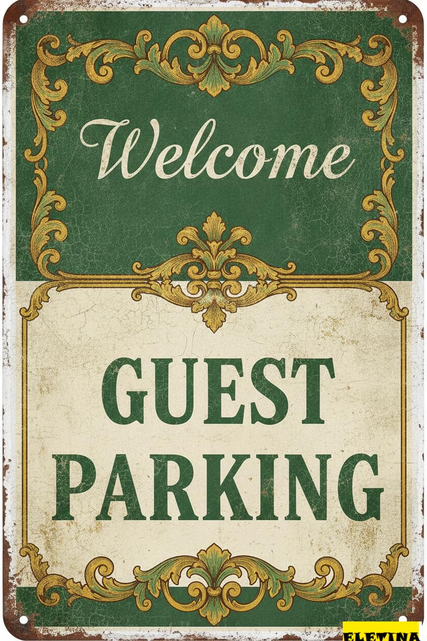 Welcome Guest Parking Aluminum Safety Warning Sign Street High Way Gate Fence Garden Business Decor 8x12in