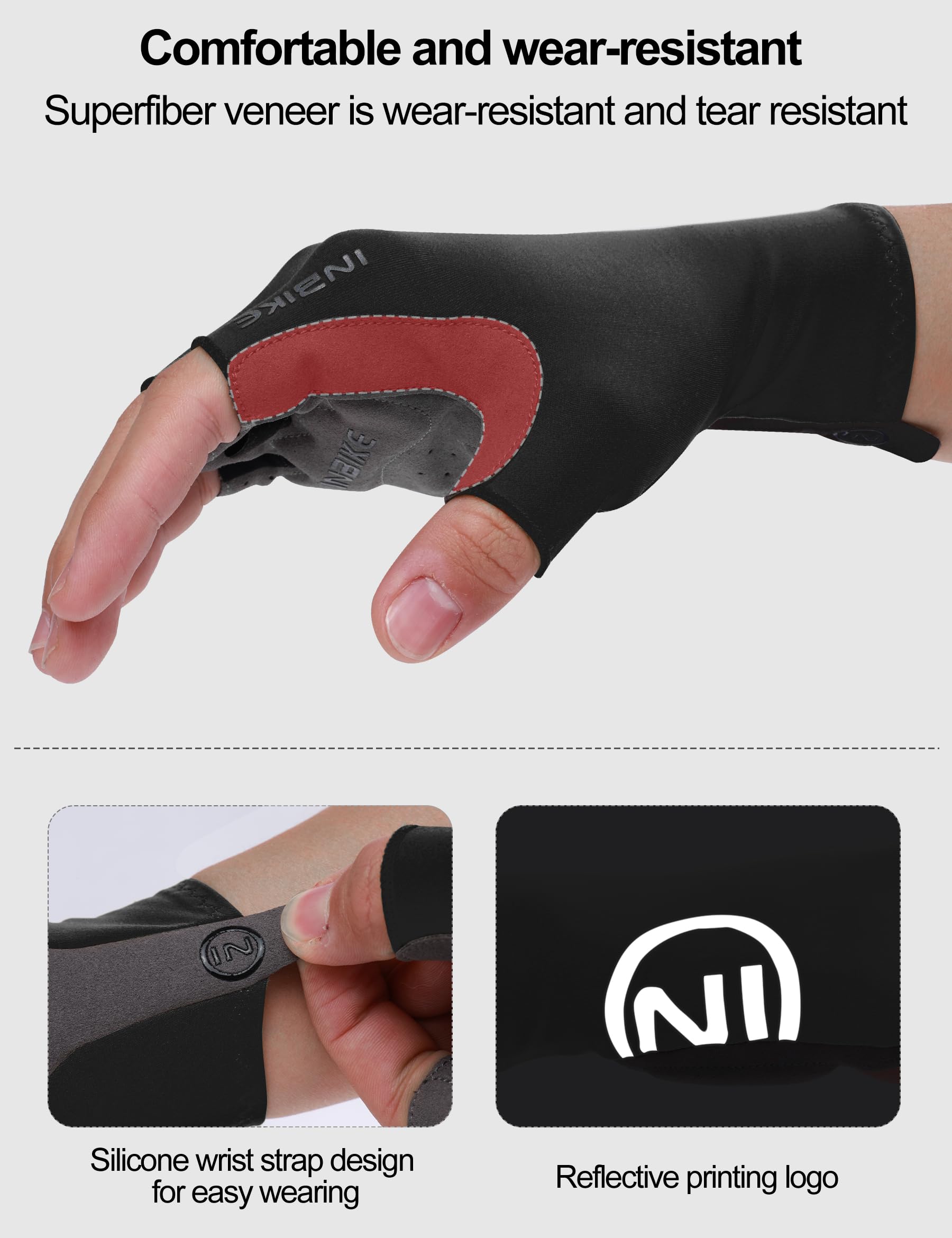 INBIKE Guantes Ciclismo Corto Frescos Verano MTB Hombre Mujer Transpirables Antideslizante Gym Negro Rosa Verde Navy