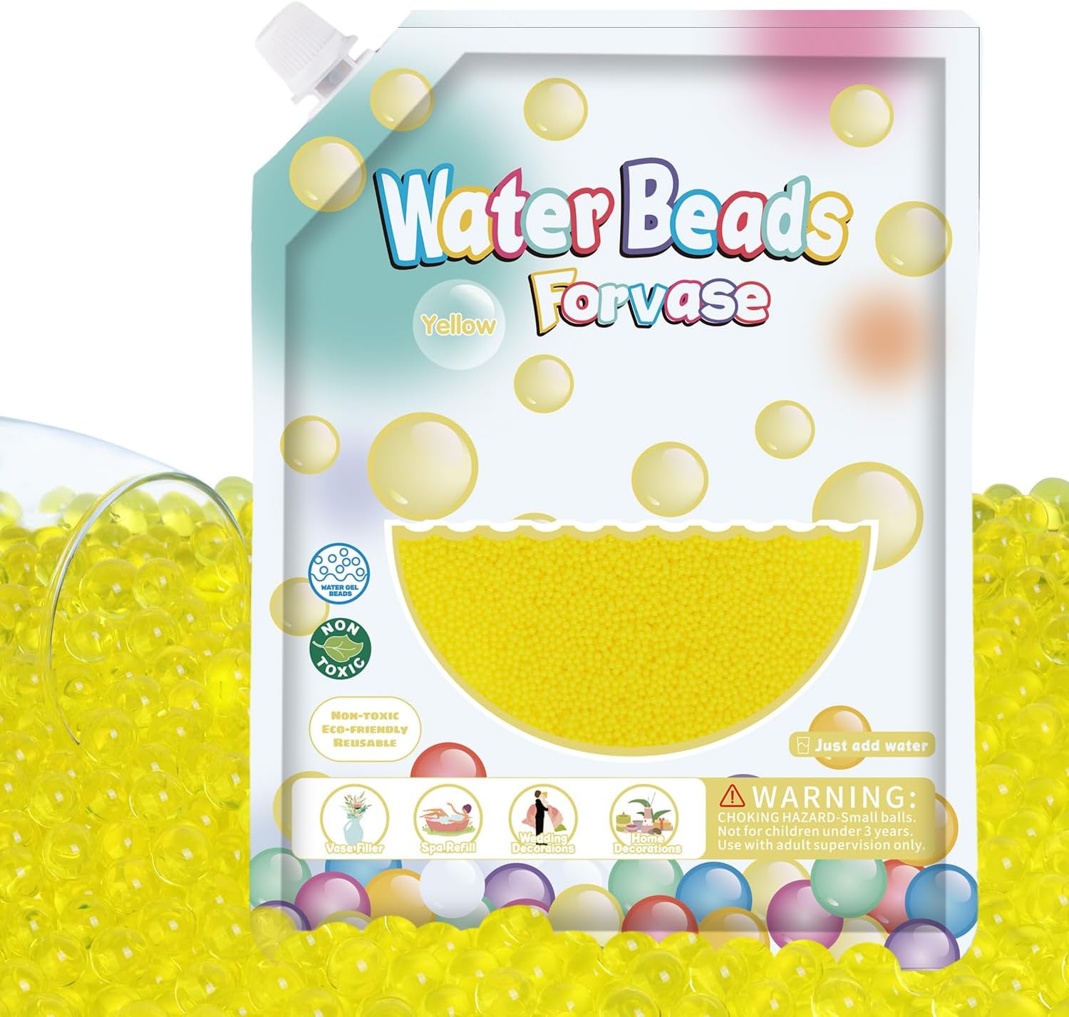 120,000 Pcs Yellow Water Beads,Non Toxic Water Beads for Vase Filler,Plant,Floating Candles,Wedding and Home Decoration