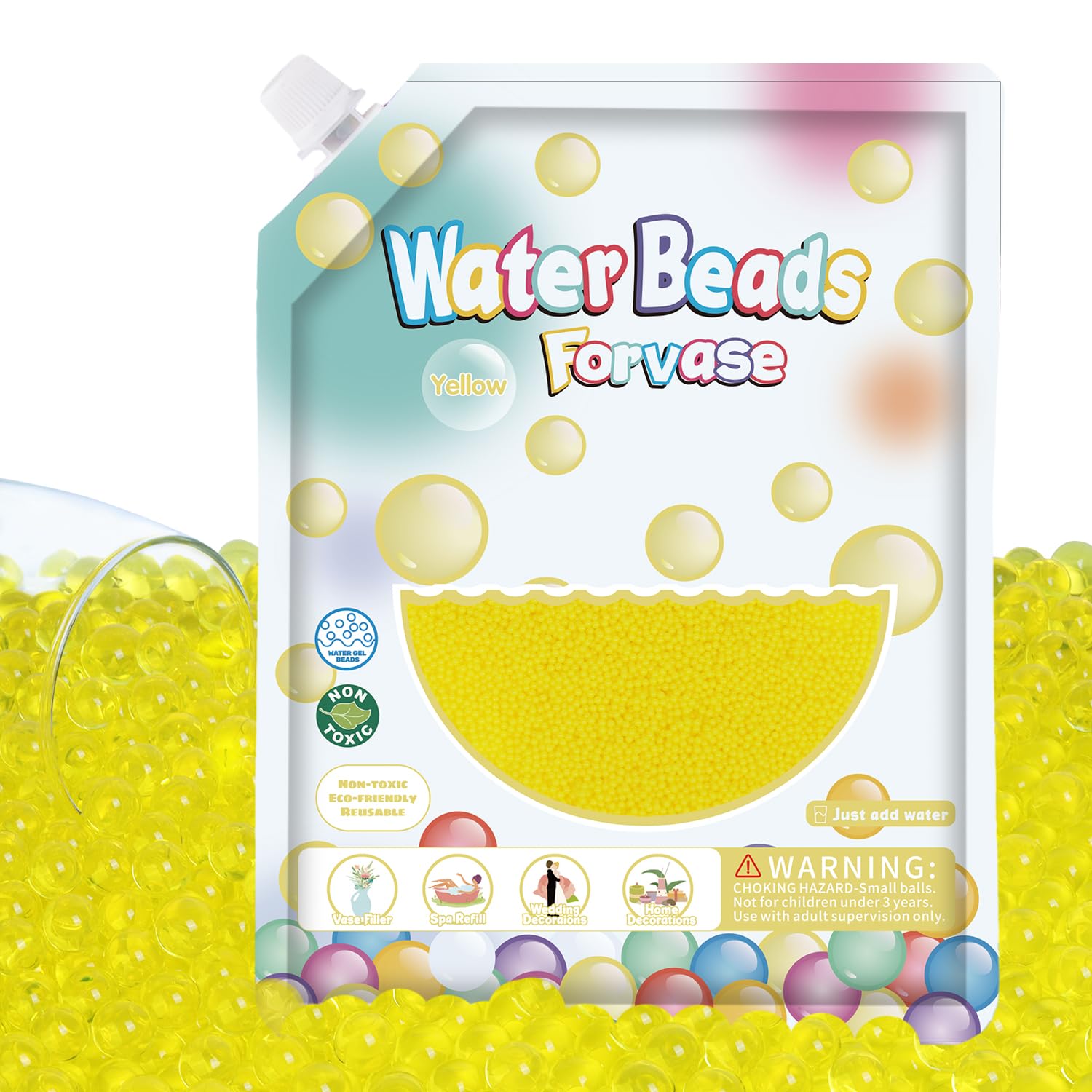 120,000 Pcs Yellow Water Beads,Non Toxic Water Beads for Vase Filler,Plant,Floating Candles,Wedding and Home Decoration
