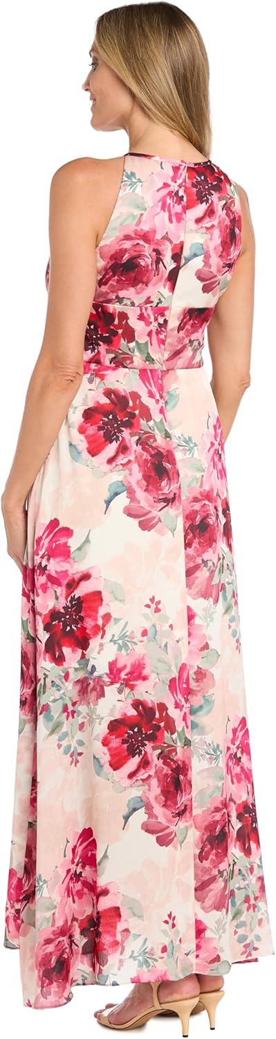 Halter Printed Chiffon Dress W/Keyhole Neckline & Tiered Skirt - Image 2