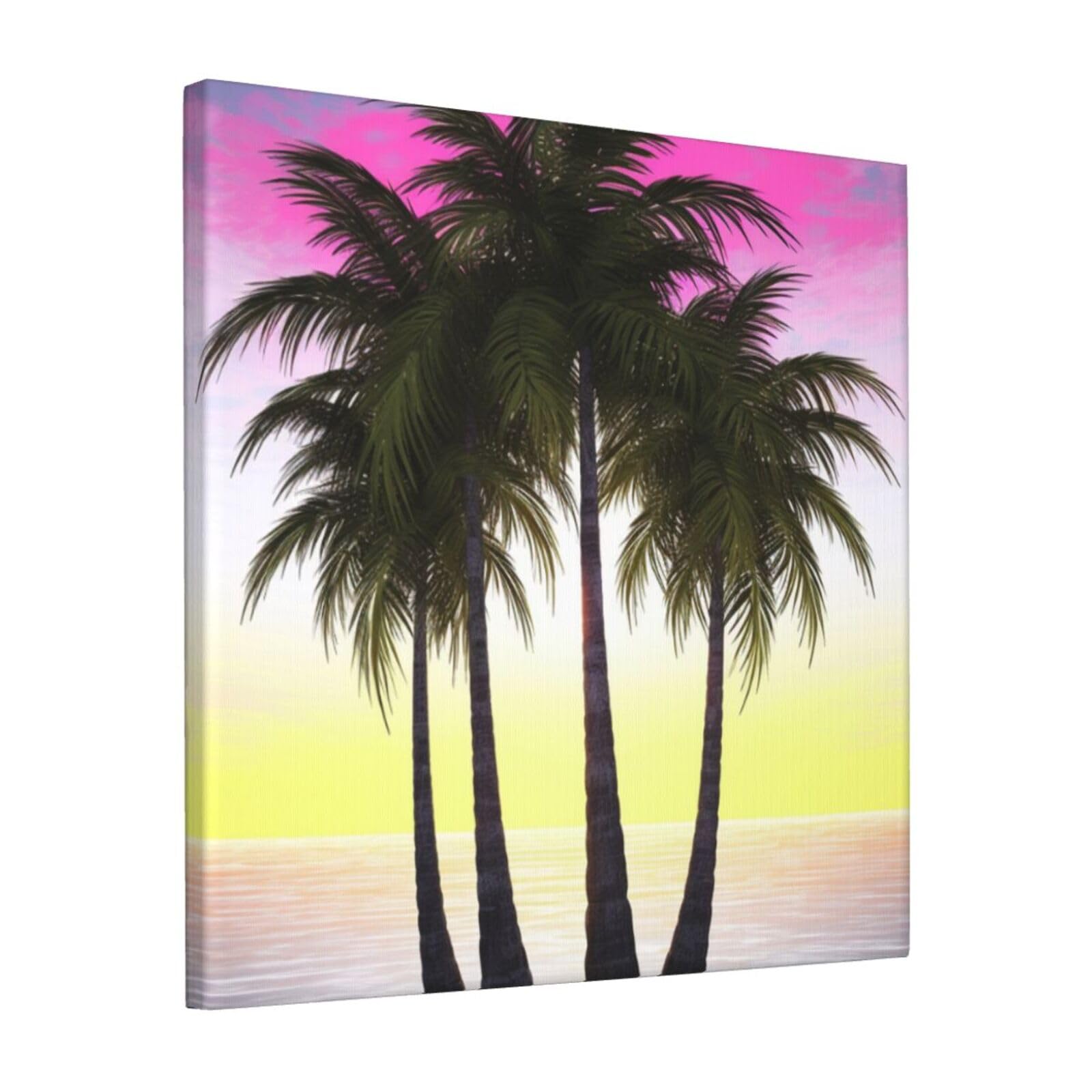 KLOPH Tropical Palm Tree Canvas Wall Art for Living Room 12"x12" Modern Artwork Painting for Bathroom Hanging Canvas Prints Aesthetic Wallart for Bedroom Kitchen Office Wall Decor