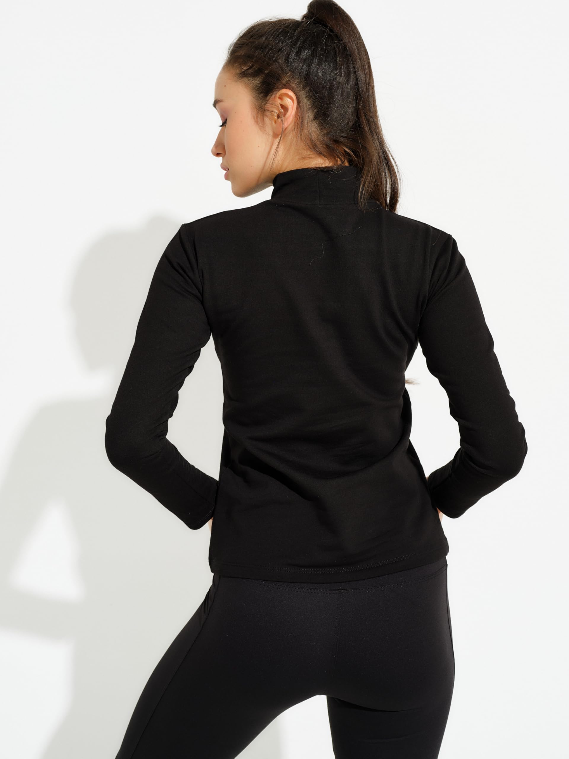 Evoni T-shirt thermique à manches longues - T-shirt d'hiver doublé en coton et élasthanne - Chaud, doux et élastique - Basic moulant pour l'automne et l'hiver