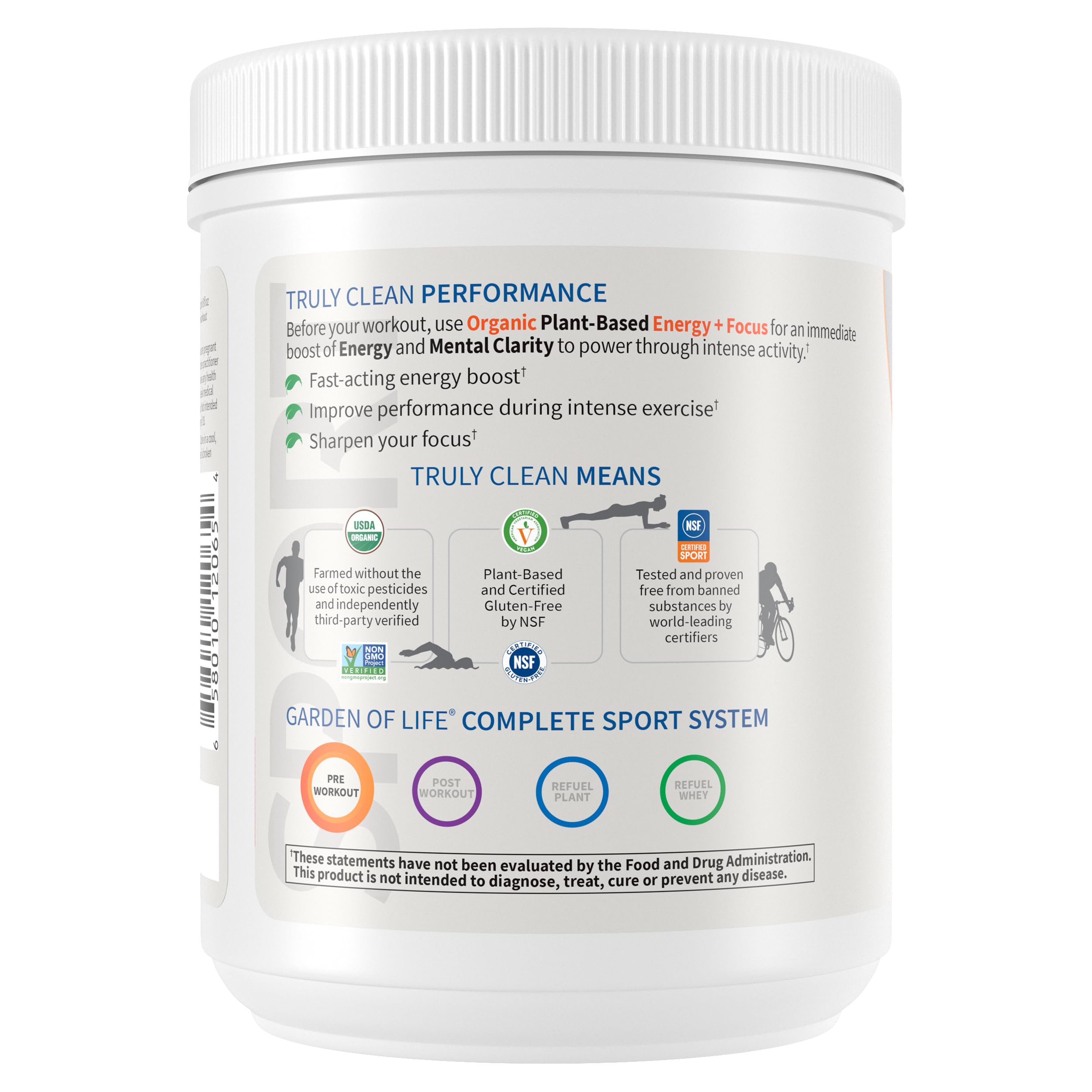 Garden of Life Sport Organic Plant-Based Energy + Focus Vegan Clean Pre Workout Powder, Sugar & Gluten Free BlackBerry Cherry with 85mg Caffeine, Natural NO Booster, B12, 40 Servings, 8.14 Oz — Amazon image 5