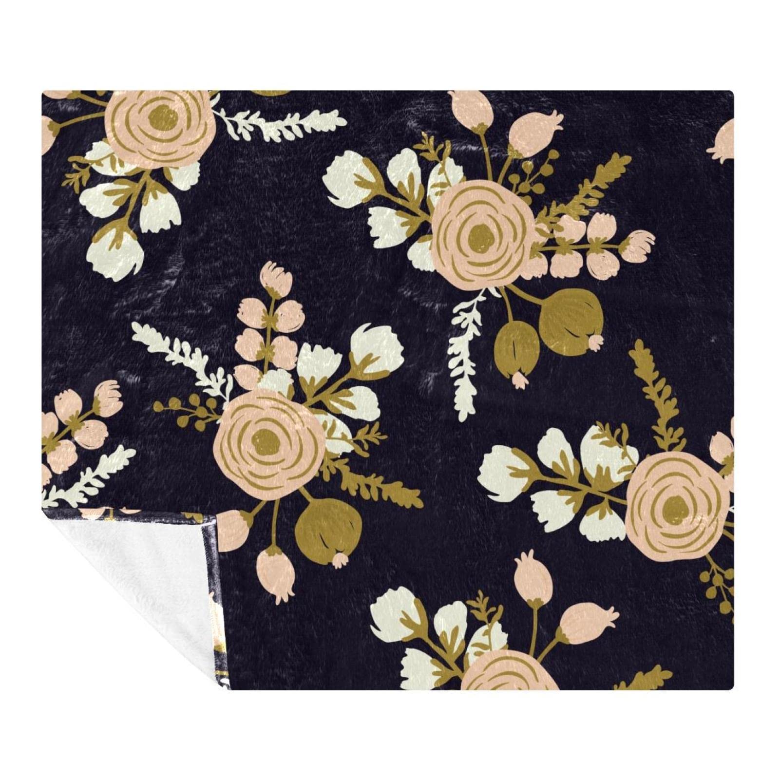 Couverture polaire légère en microfibre premium Rose Florals grand confort
