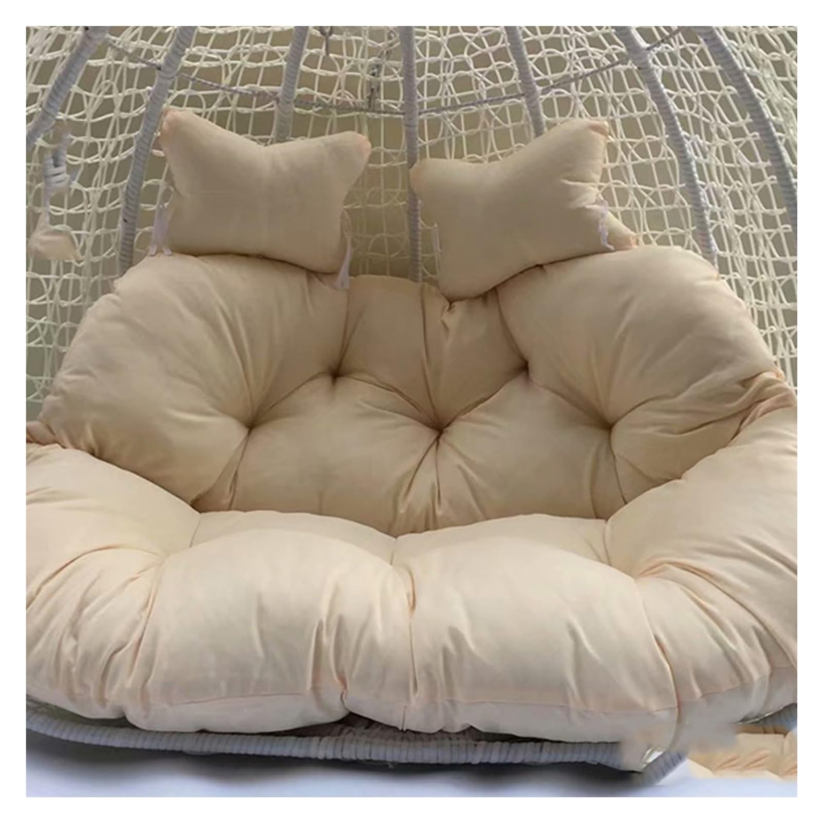 Meiiron Egg Chair Swing Cushion for 2 Persons, 2 Person Hanging Egg Chair Cushion with 2 Pillows, Hammock Chair Replacement Cushion with Filling Cotton for Garden Patio Outdoor(Color 11)