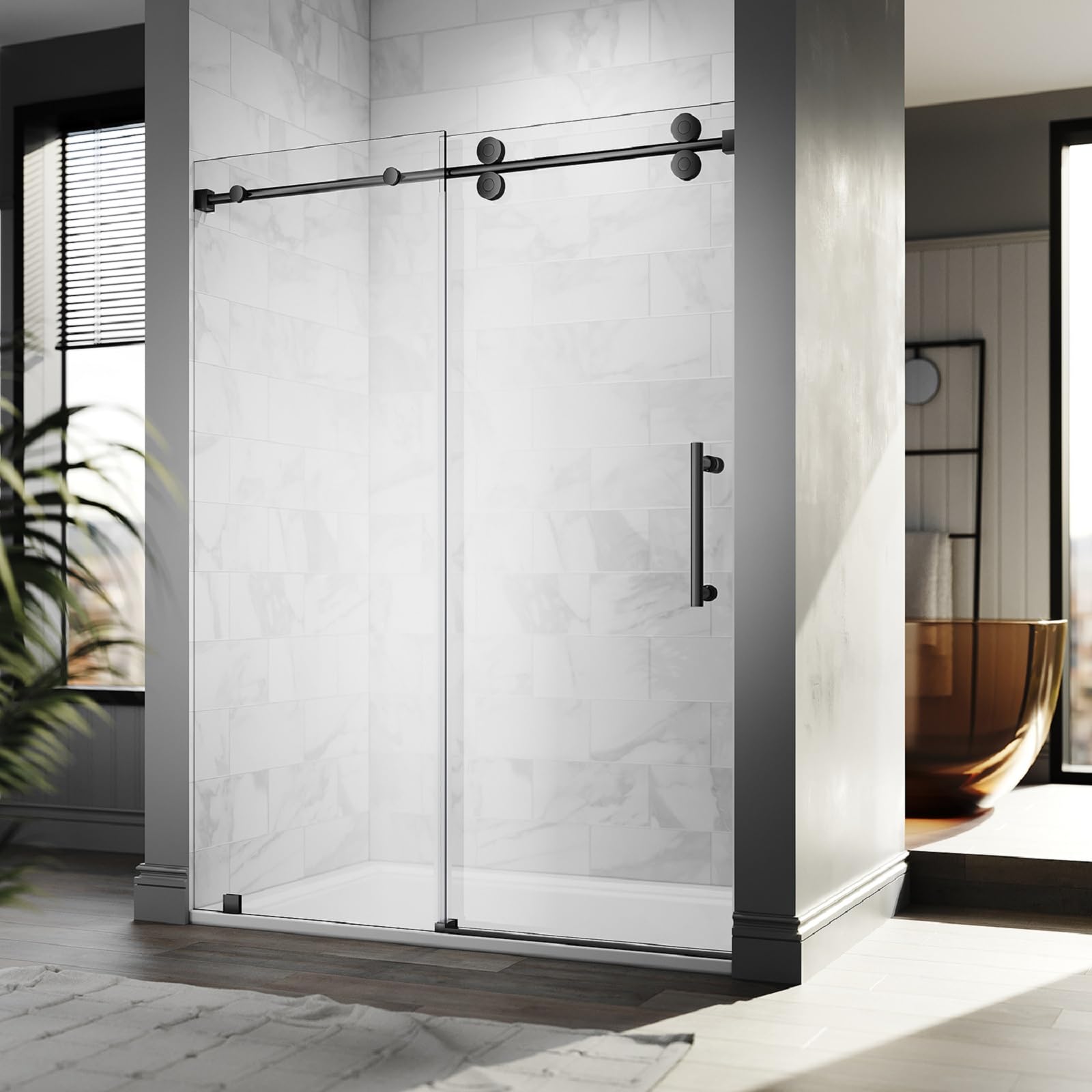 UNIKOO 56-60 W x 84 H Sliding Frameless Shower Door