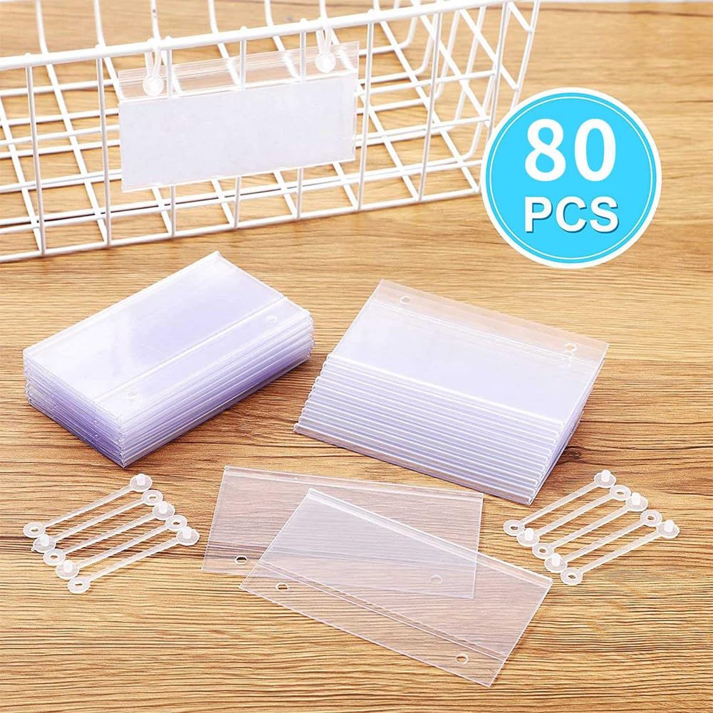 240 Pièces Porte-étiquettes de Panier en Plastique étiquette de Prix Clips de Suspension de Billets avec Fermeture de Verrouillage de de Bouton pour L'épicerie Du Marché