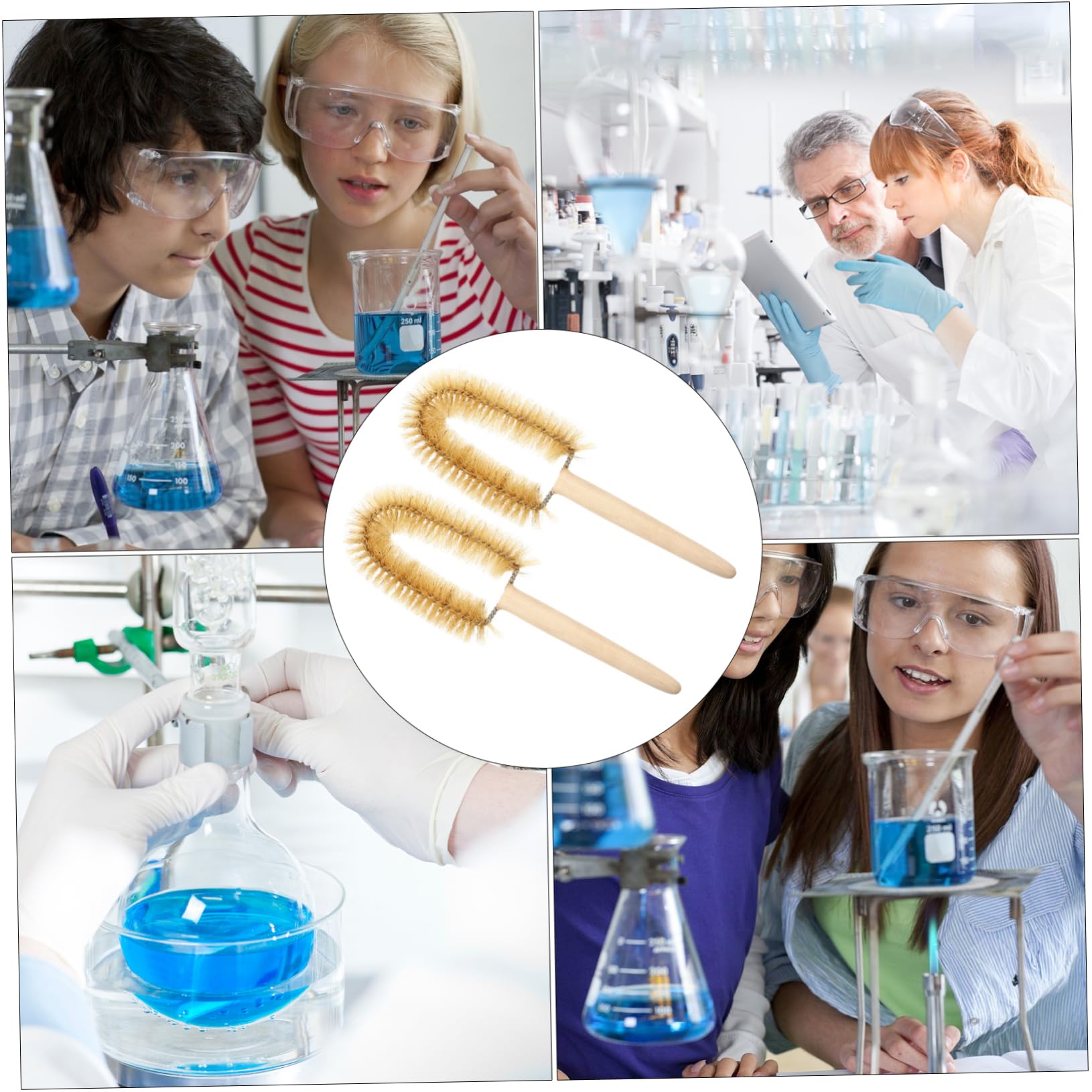 Beavorty 4pcs Set Laboratory Beaker Brush Clean Brush Experiment Brush Scientific Brush Multipurpose Brush Bottle Brush Cleaning Brush Comfortable Brush Cup Brush