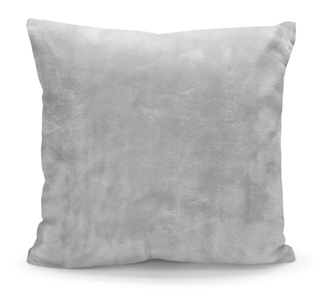 Brit House Silver Luxury Soft Cosy Plain Double Sided Warm Faux Fur Mink Sofa Bed Cushion Covers 43 X 43 Cm (Silver)