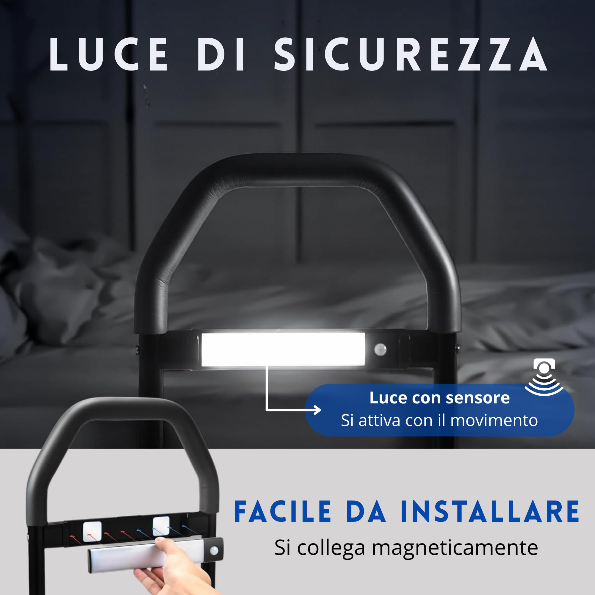 Sponde Letto Anziani Anticaduta – Barriera Letto per Adulti – Sponda Letto Matrimoniale Universale – Sbarra di Sicurezza Robusta e Facile da Montare – Protezione Letto per Anziani