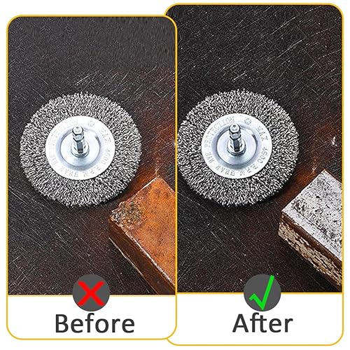 Miniatura 6 de Juego de 8 cepillos de alambre para taladro, rueda de alambre para taladro con vástago hexagonal de 14 pulgadas, juego de cepillos de alambre de