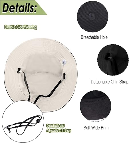 Miniatura 9 de Sombrero de pescador XXL extragrande, unisex, reversible, de algodón, de doble cara, sombrero de pesca, sombrero de verano