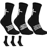 3 Pairs Cross Grip Soccer Socks for US 6-13 - Anti-Slip Christian Socks with Bible Verse