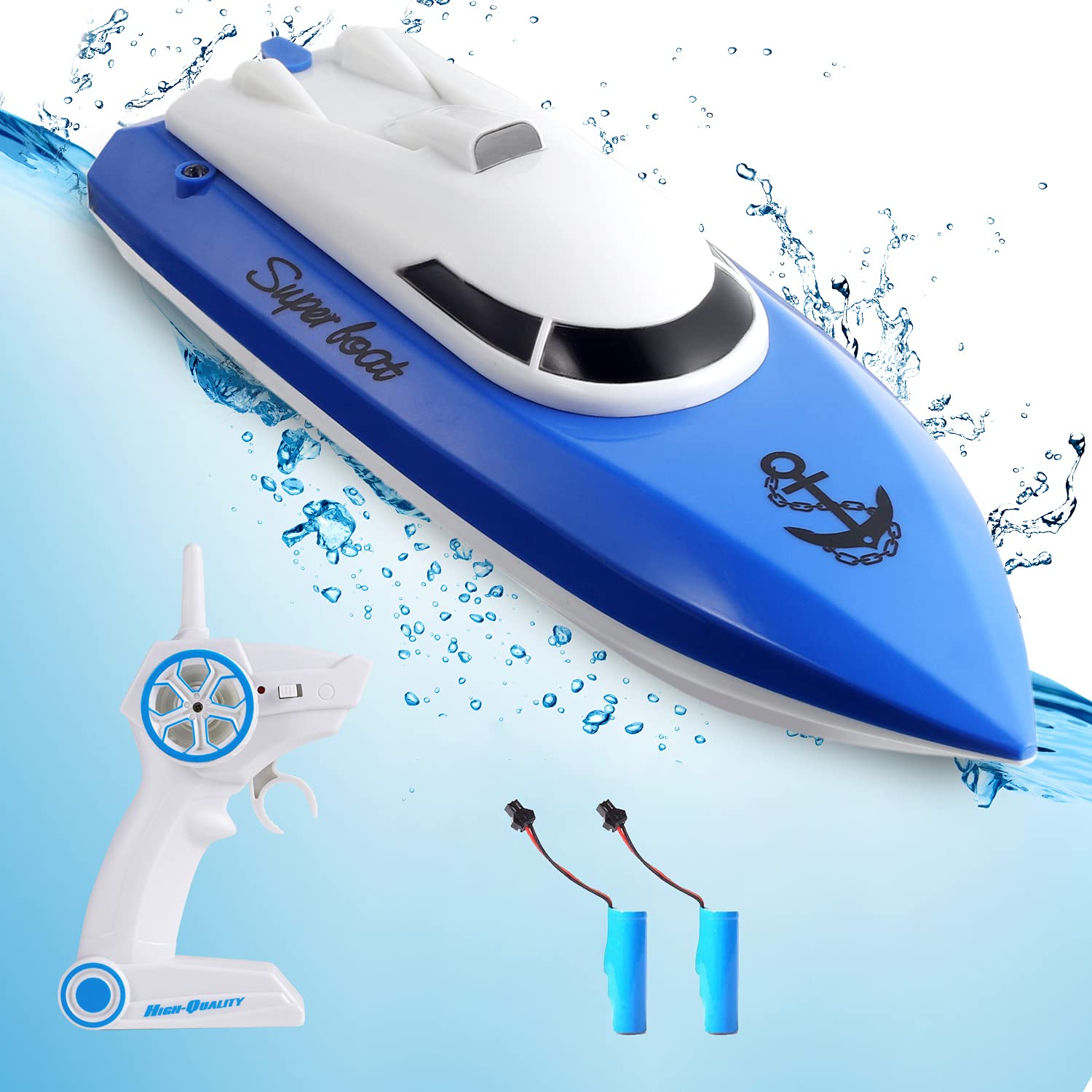 Buy Remote Control Boat for Pools,12+KM/H Pool Boat with 2 Rechargeable