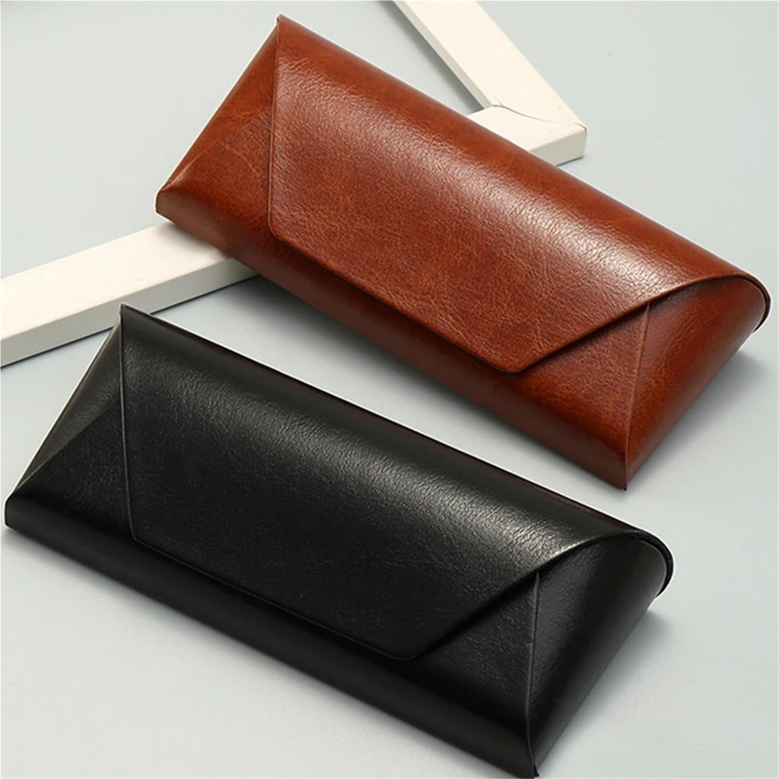 funda gafas Estuche Rígido For Gafas De Sol Retro Cuero Sintético Marrón For Hombre, Con Diseño Artístico Anticompresión Y Soporte For Miopía