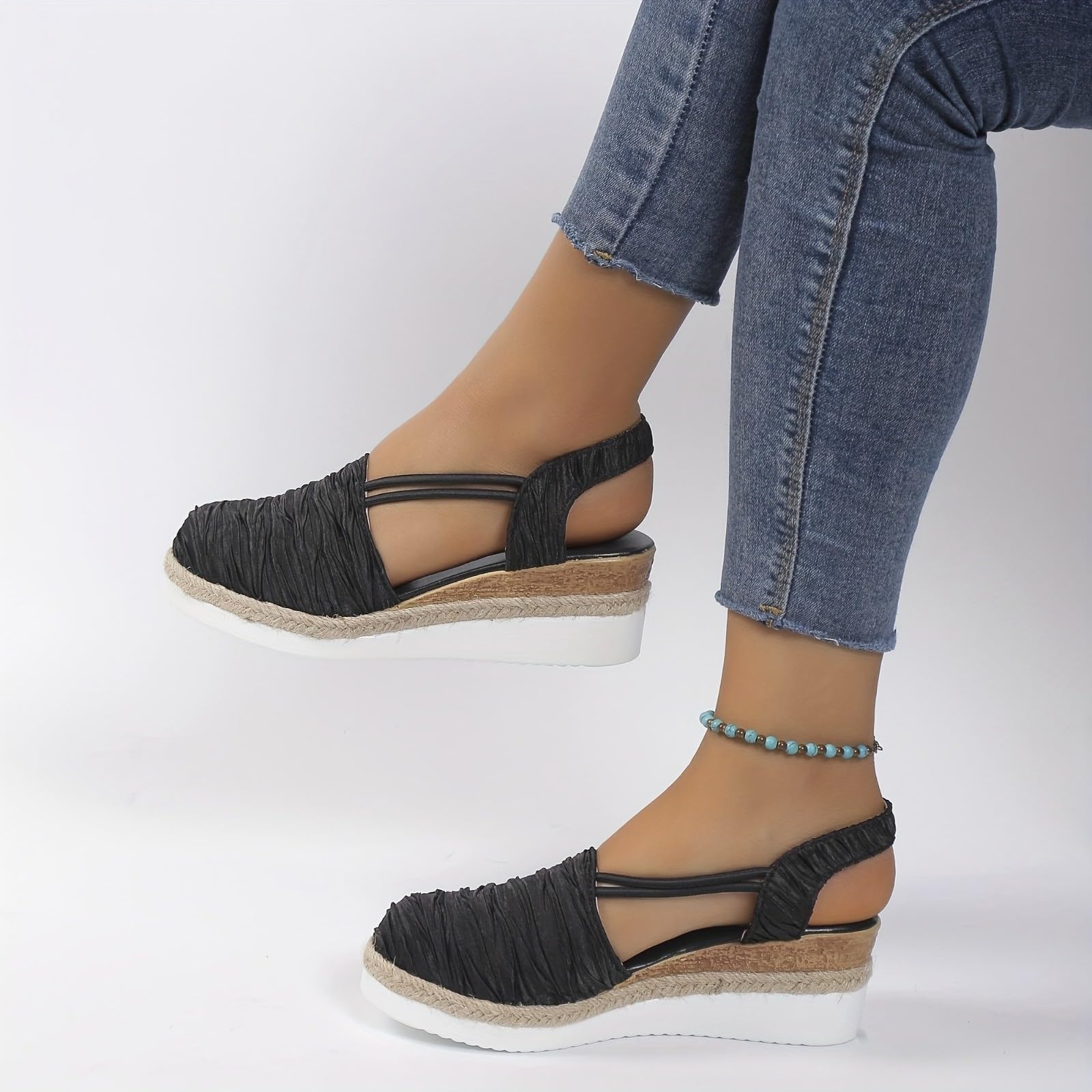Cocila Espadrillas Donna Con Lacci Zeppa E Plateau Ortopedici Da Estate 2025 Sandali Punta Cinturino Alla Caviglia Casual Cinturini Spiaggia Comodi Espadrilles Scarpe Ortopediche Slip On Pianta