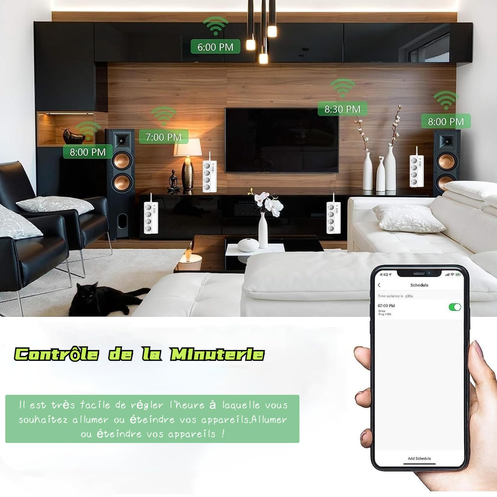 Multiprise Connectée Smart Life UseeLink 16A WiFi Power Strip avec 4 Prises 3 USB/1 Type-C Compatible avec Alexa et Google Home