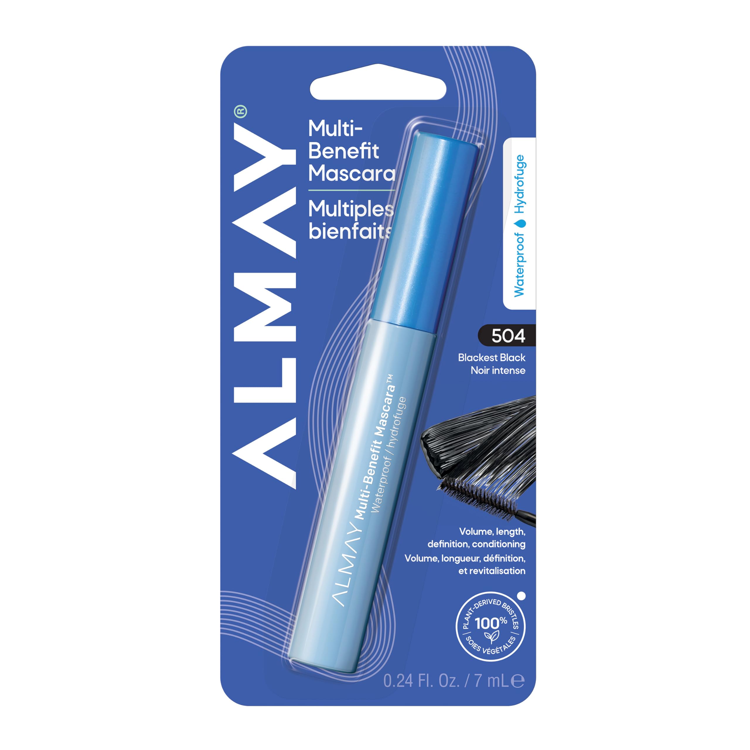 Almay One Coat Multi-Benefit wodoodporny tusz do rzęs, czarny, 0,24 uncji płynu