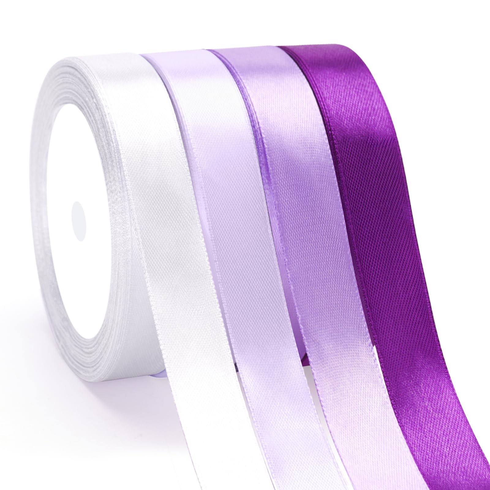 G2PLUS Purple Satin Ribbon for Gift Wrapping, 4 Rolls, 20mm x 22m