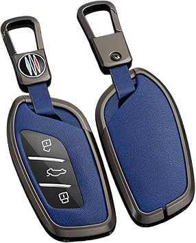 1 Piece Fits MG MG4 Electric ZS EV MG EV HS PHEV MG3 Hybrid+ 2024 2025 Metal Car Key Case PU Leather Key Case Key Cover Key Protector 3 Buttons Black Blue