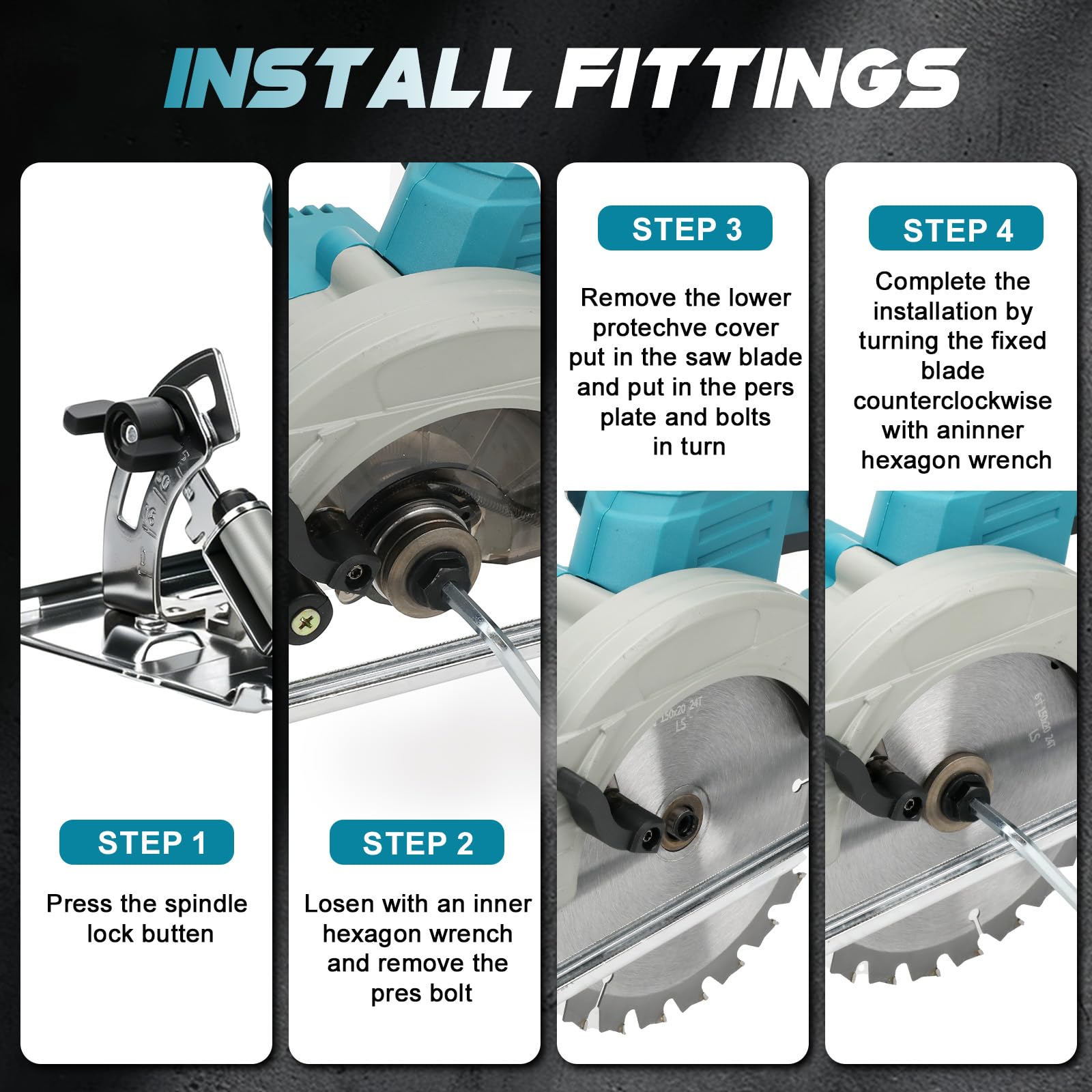 Sierra Circular a batería 6 Pulgadas para Makita 18V (sin Batería) | 400 W, mini sierra circular sin escobillas, 3 hojas, inclinación 45°, corte máx. 54 mm, Guantes, Gafas