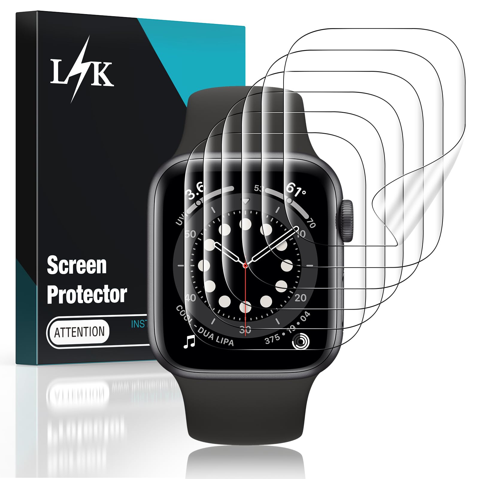 LϟK 6 Pezzi TPU Pellicola Protettiva per Apple Watch SE 3/2/1/ Series 6 5 4 40mm - Senza Bolle Trasparente HD Schermo Protettivo Facile con Kit D'Installazione