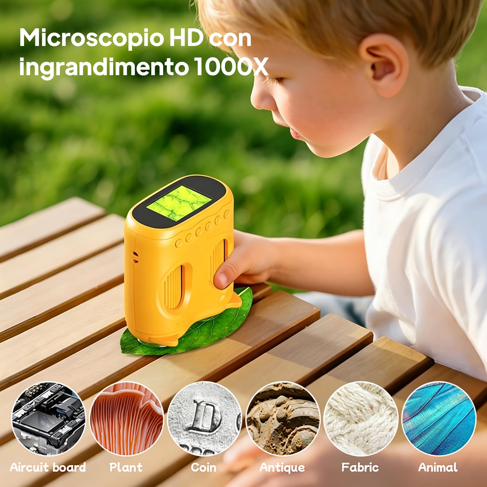 Ashfly Microscopio y telescopio 2 en 1 para niños, 1000 x USB 2 en 1, microscopio de Bolsillo portátil, Pantalla 4K de 2,0 Pulgadas, 10 aumentos, Science al Aire Libre a Partir de 3 años, Naranja