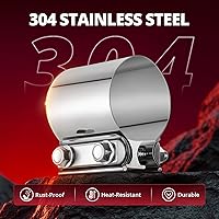 Vista 4 de EVIL ENERGY Abrazadera de escape de 2.5 pulgadas, acoplador de manguito de abrazadera de banda de unión a tope de acero inoxidable para tubos de OD